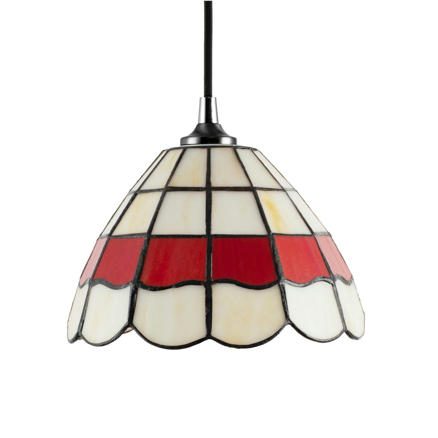 Rackhams Red/Amber Traditional And Stained Glass Tiffany Pendant Lighting Shade
