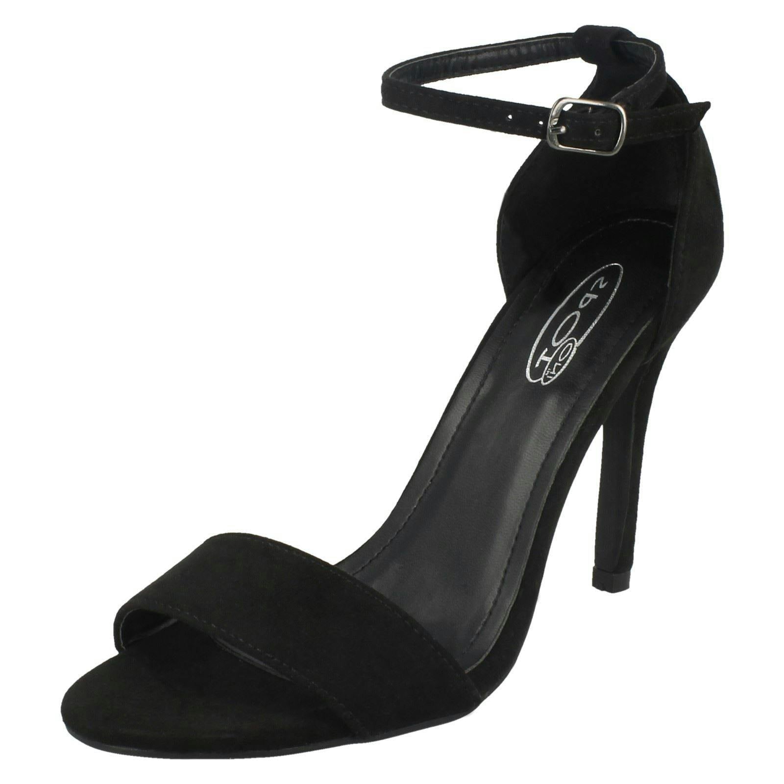 Spot On Women's Black High Heel Mule Sandals - Uk 6