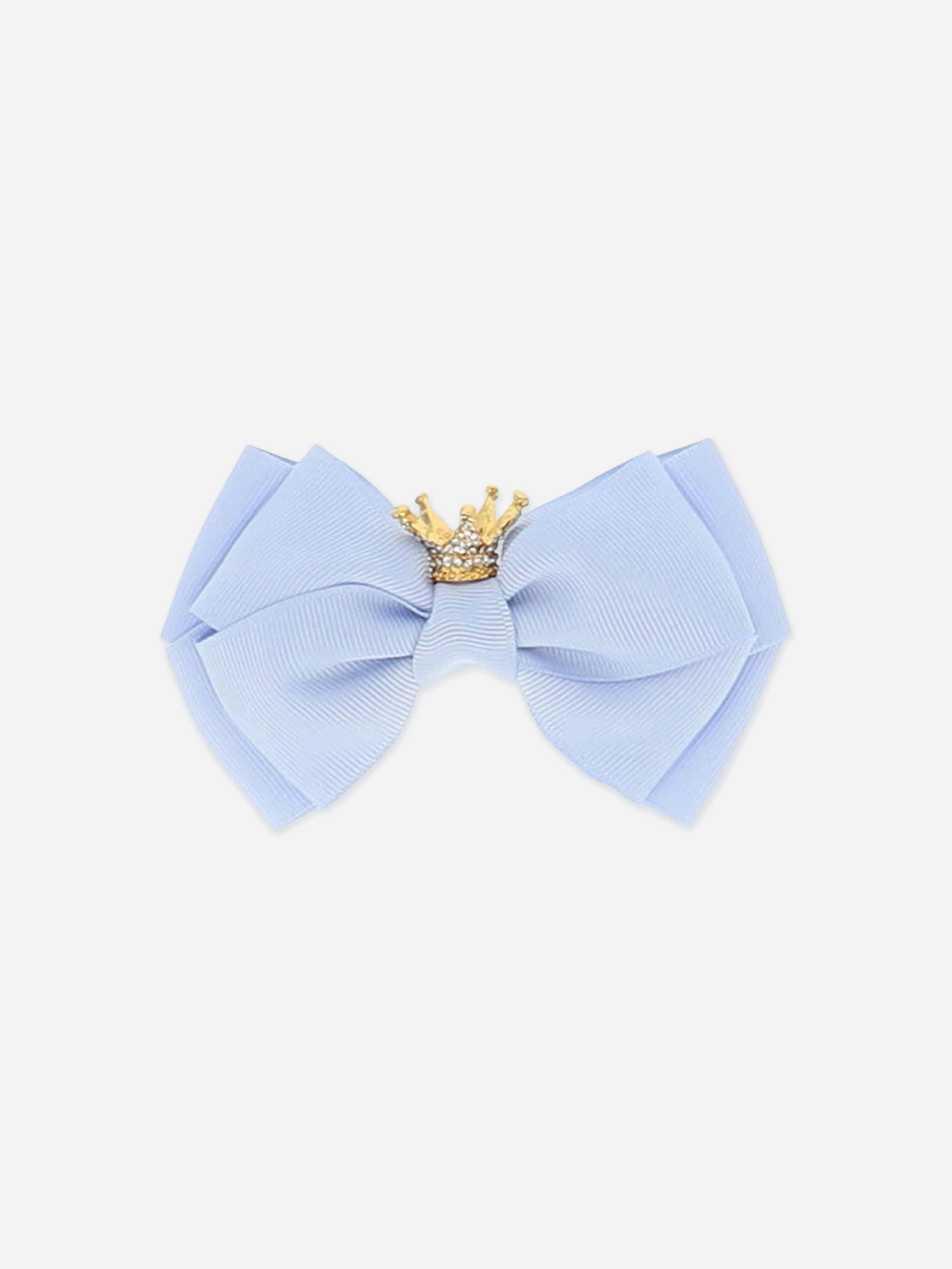 Angels Face Girls Blue Big Bow With Crown In - One Size