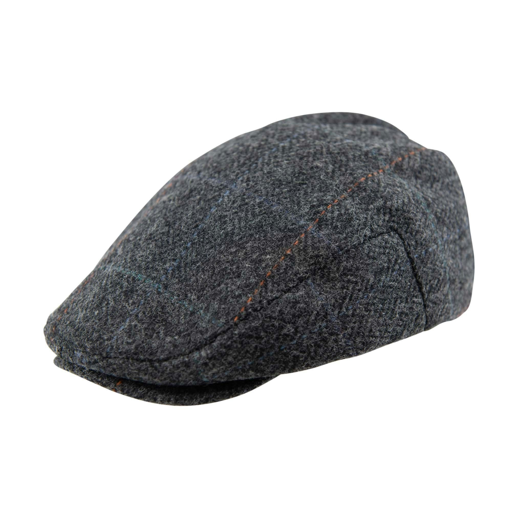 Heritage Traditions Unisex Grey Classic Arthur Tweed Flat Cap - Box Check