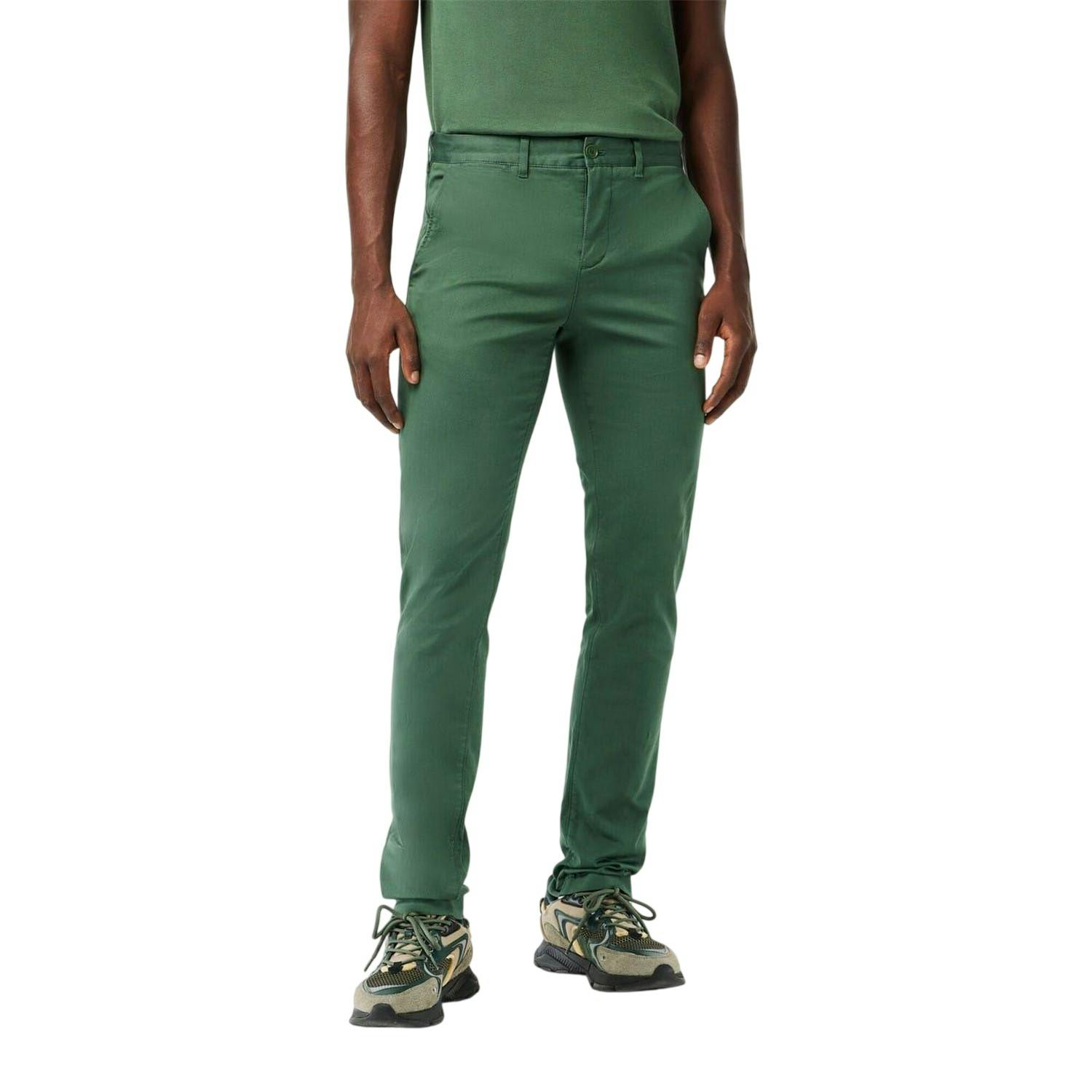 Lacoste Men's Green Organic Cotton Slim Chinos - Sequoia - 40L - Sequoia - 100% Organic Cotton