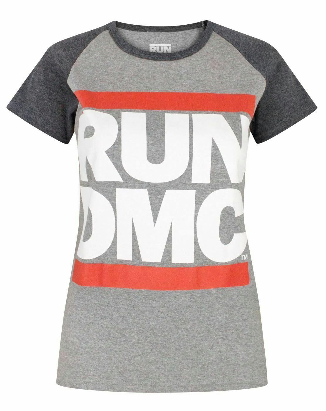 Vanilla Underground Women's Grey Run Dmc Raglan Short Sleeved T-Shirt - Small