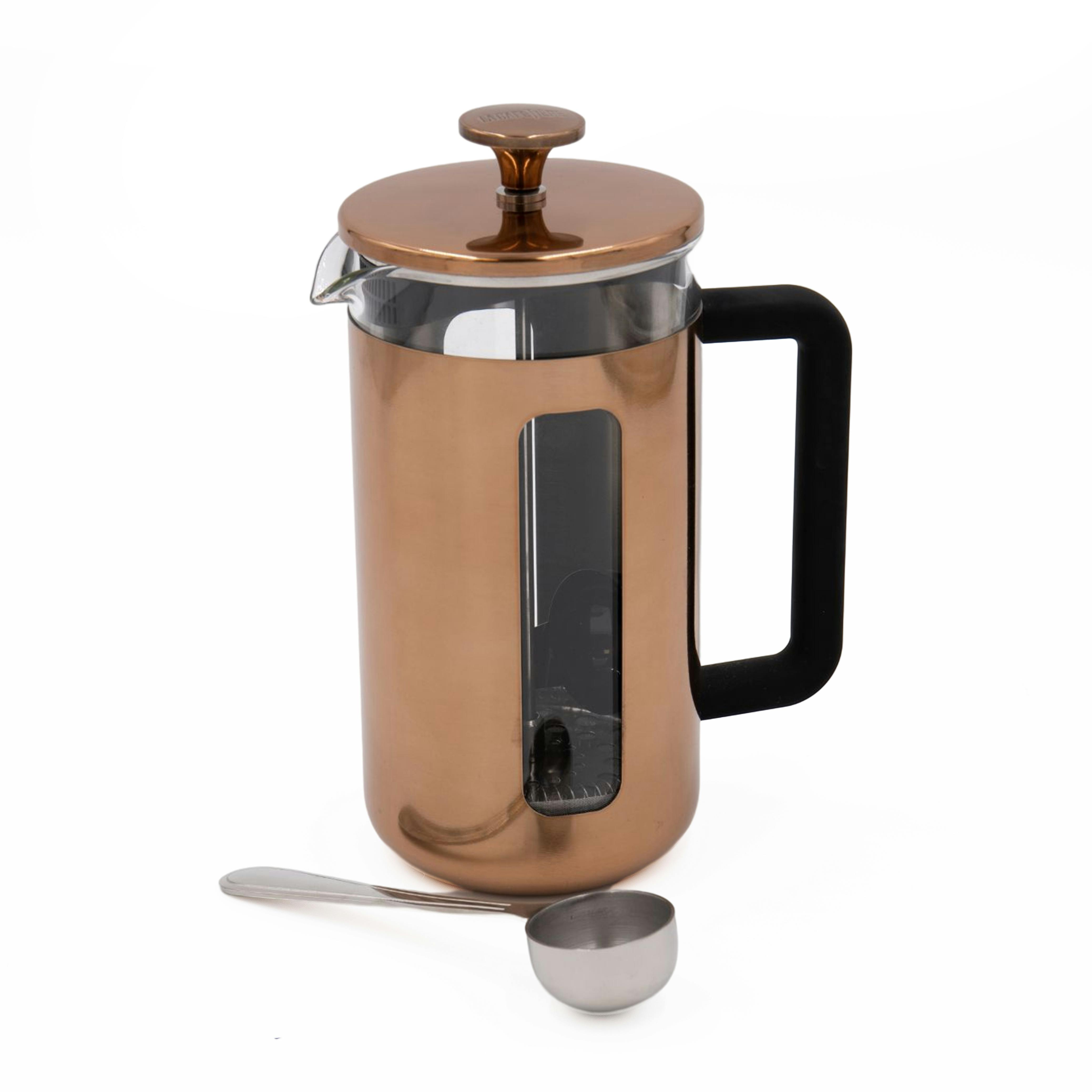 Rackhams 2Pc Cafetière Set With Pisa 8-Cup Copper Cafetière And Stainless Steel Coffee Measuring Scoop - Copper - Stainless Steel And Borosilicate Glass