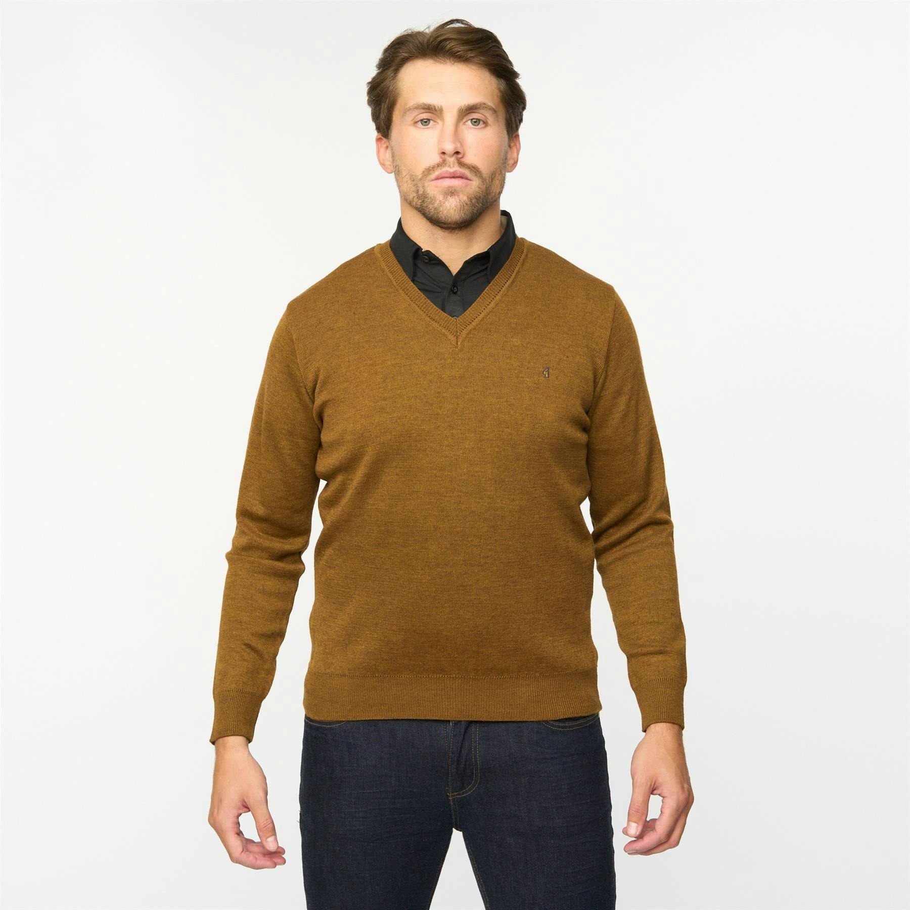 Gabicci G55k01 Plain Vee Neck Sweater Classic Nutmeg - L