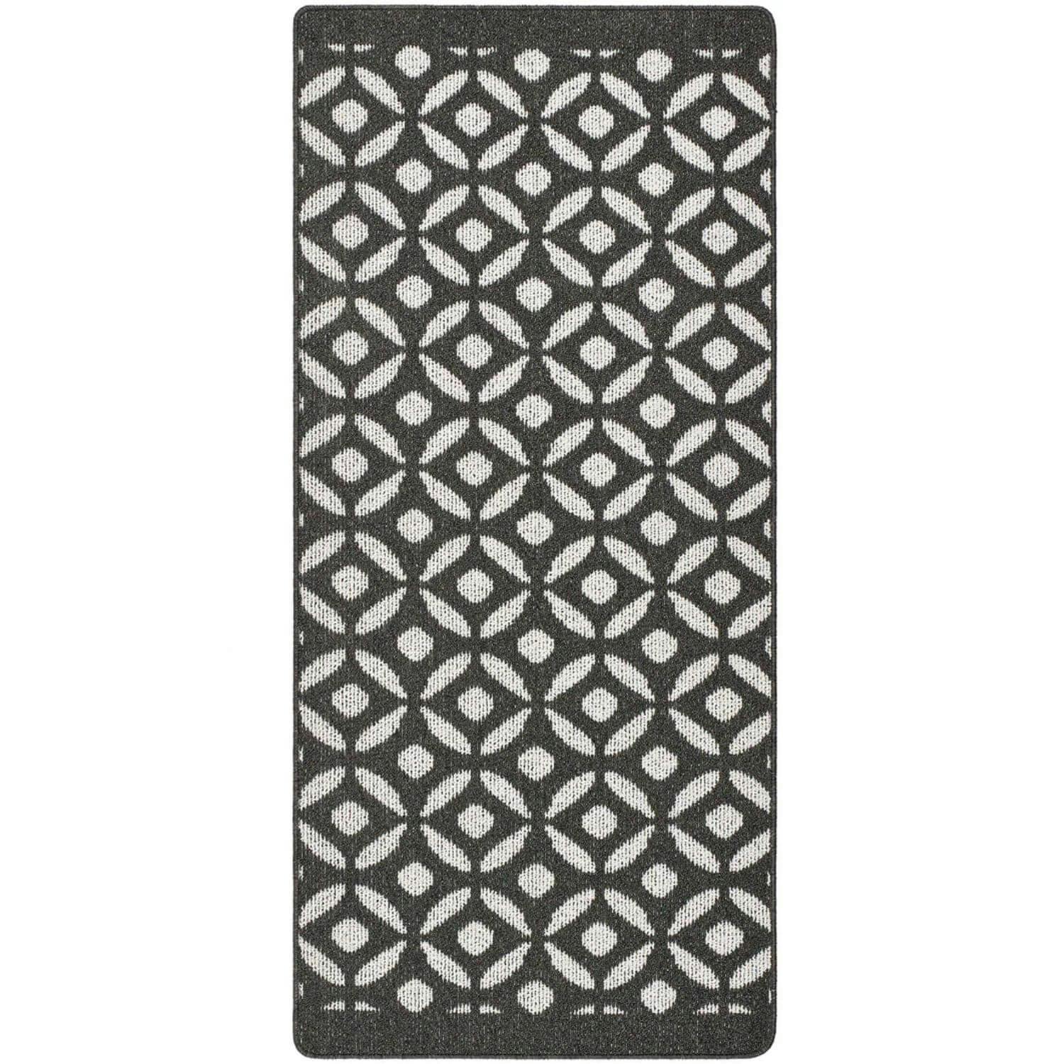 Rackhams Dark/Grey Washable Geometric Mat And Runner - 67X150 Cm