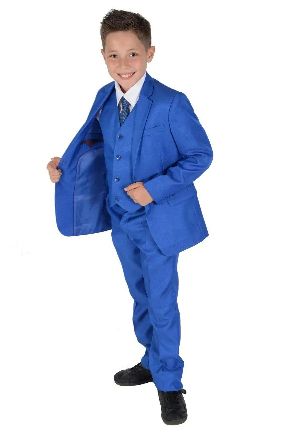 Cinda Boys Blue 5 Piece Suits Wedding Page Party Prom - Bright - 5-6 Years