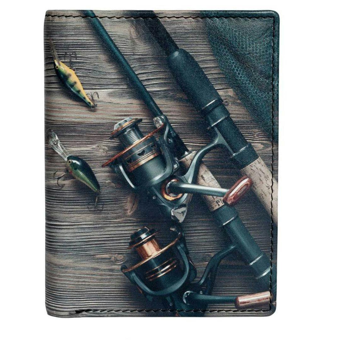 Mala Leather Kalmin Fishing Leather Rfid Card Holder Wallet - Fishing