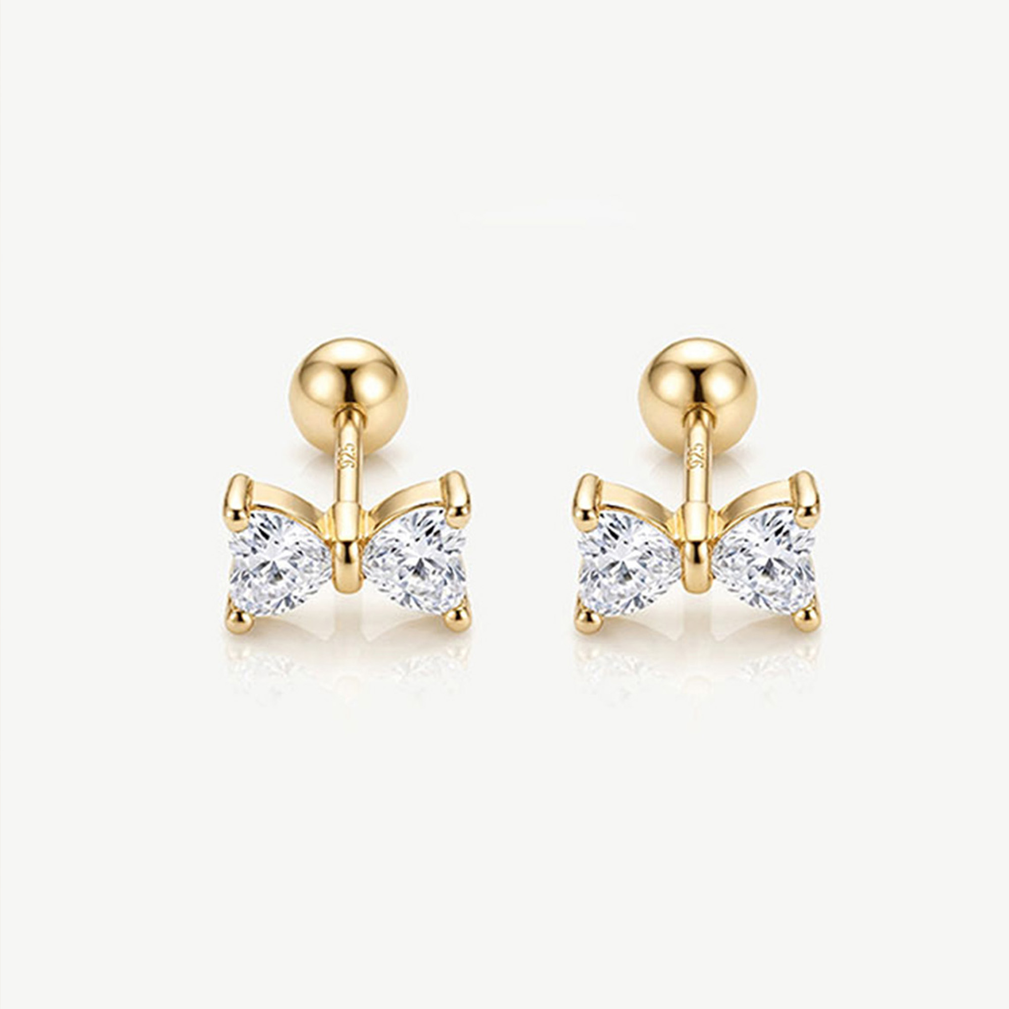Muchv Gold Dainty Bow Earrings - Screw Back