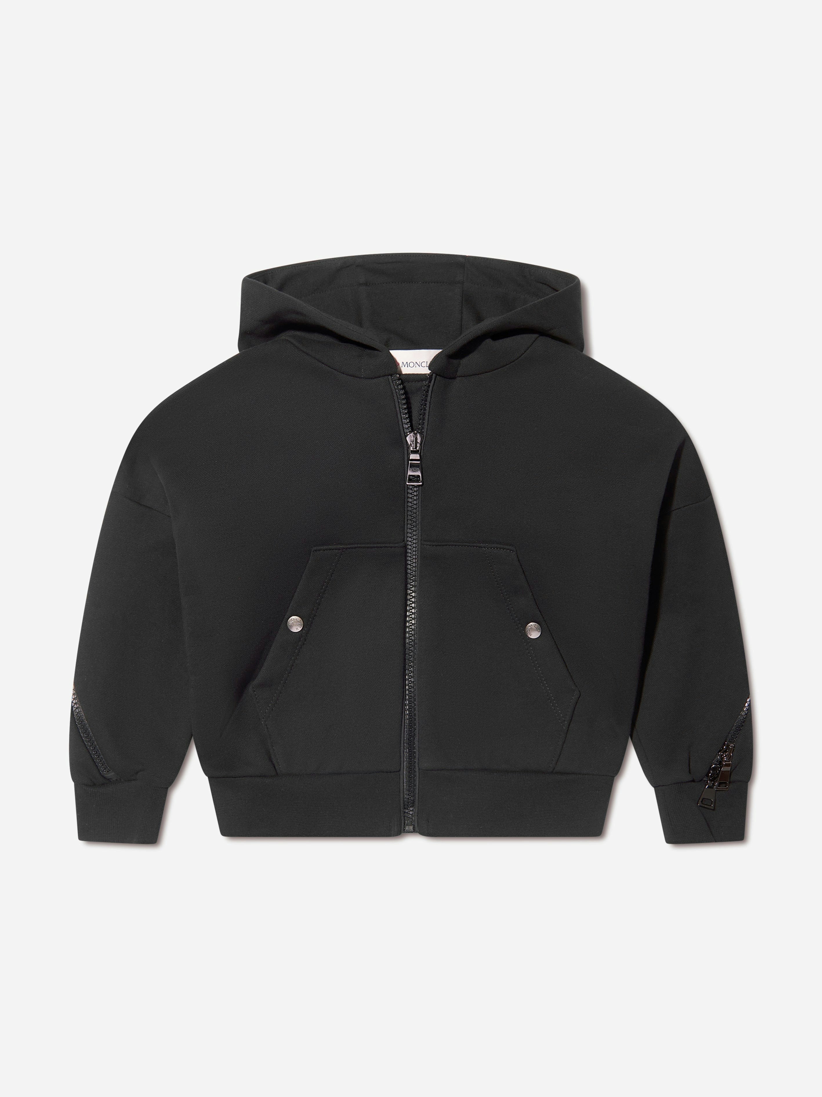 Moncler Enfant Girls Black Zip Up Hoodie In - 10 Yrs