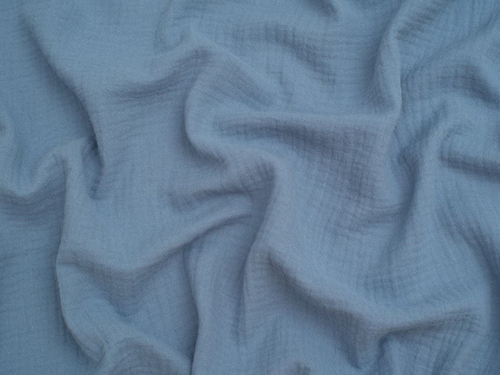 Minerva Core Range Blue Minerva Cotton Double Gauze Fabric - Plain Design Dressmaking Fabric, 130 Cm / 52" Wide - Per Metre - Soft