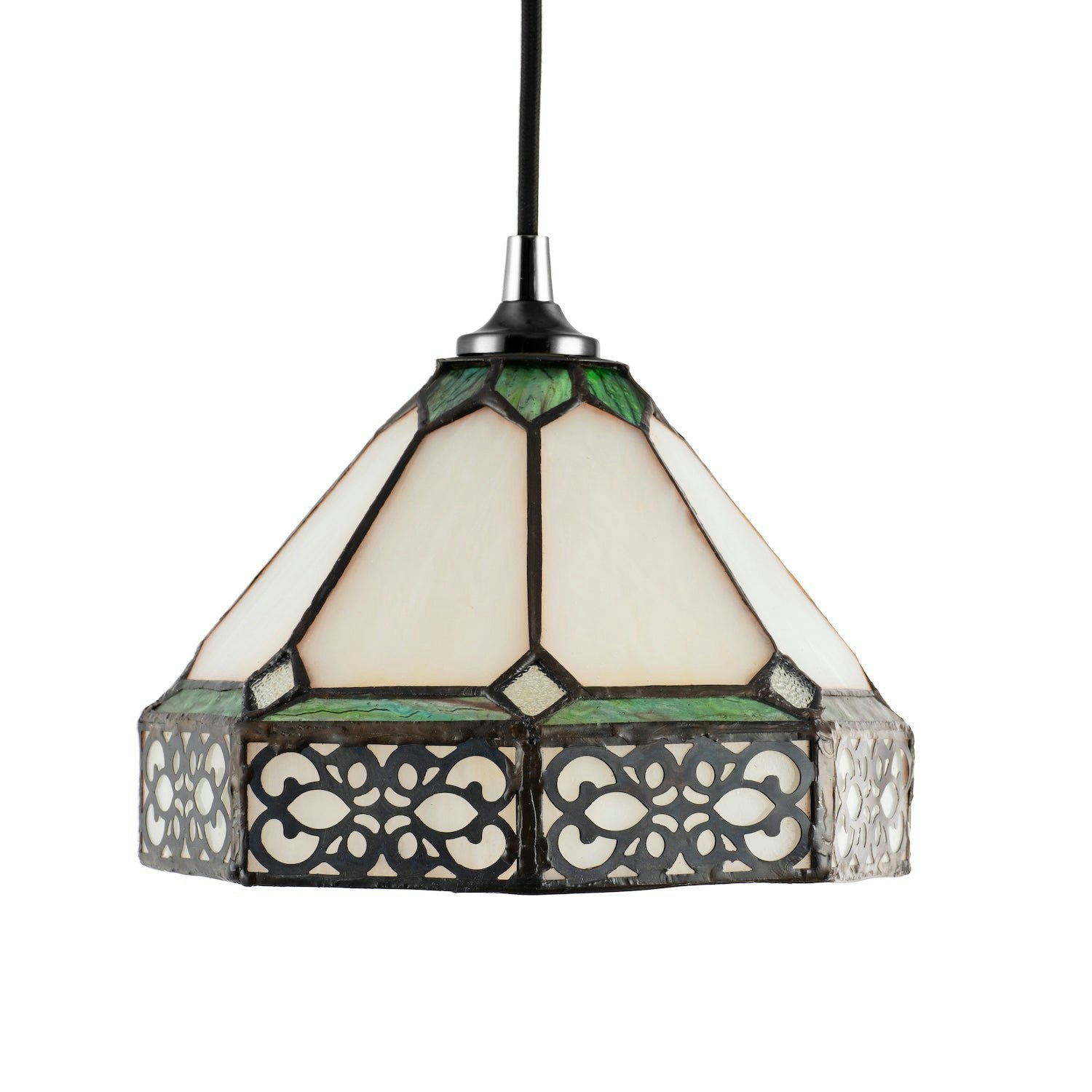 Happy Homewares Light Classic 1920S Shabby Chic Pendant Shade With Metal Scrollwork Decoration