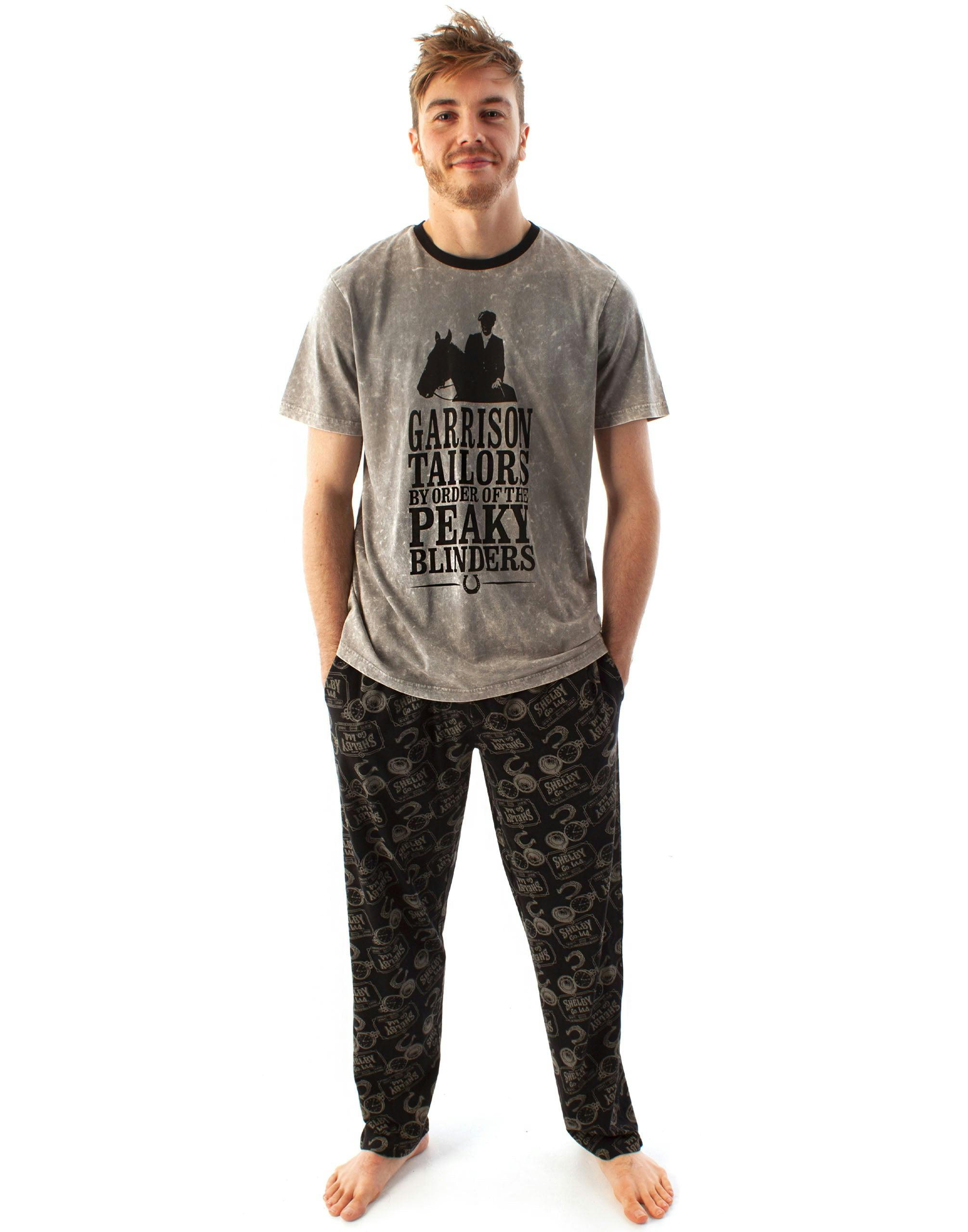 Vanilla Underground Men's Grey Peaky Blinders Icons T-Shirt And Lounge Pants - Small