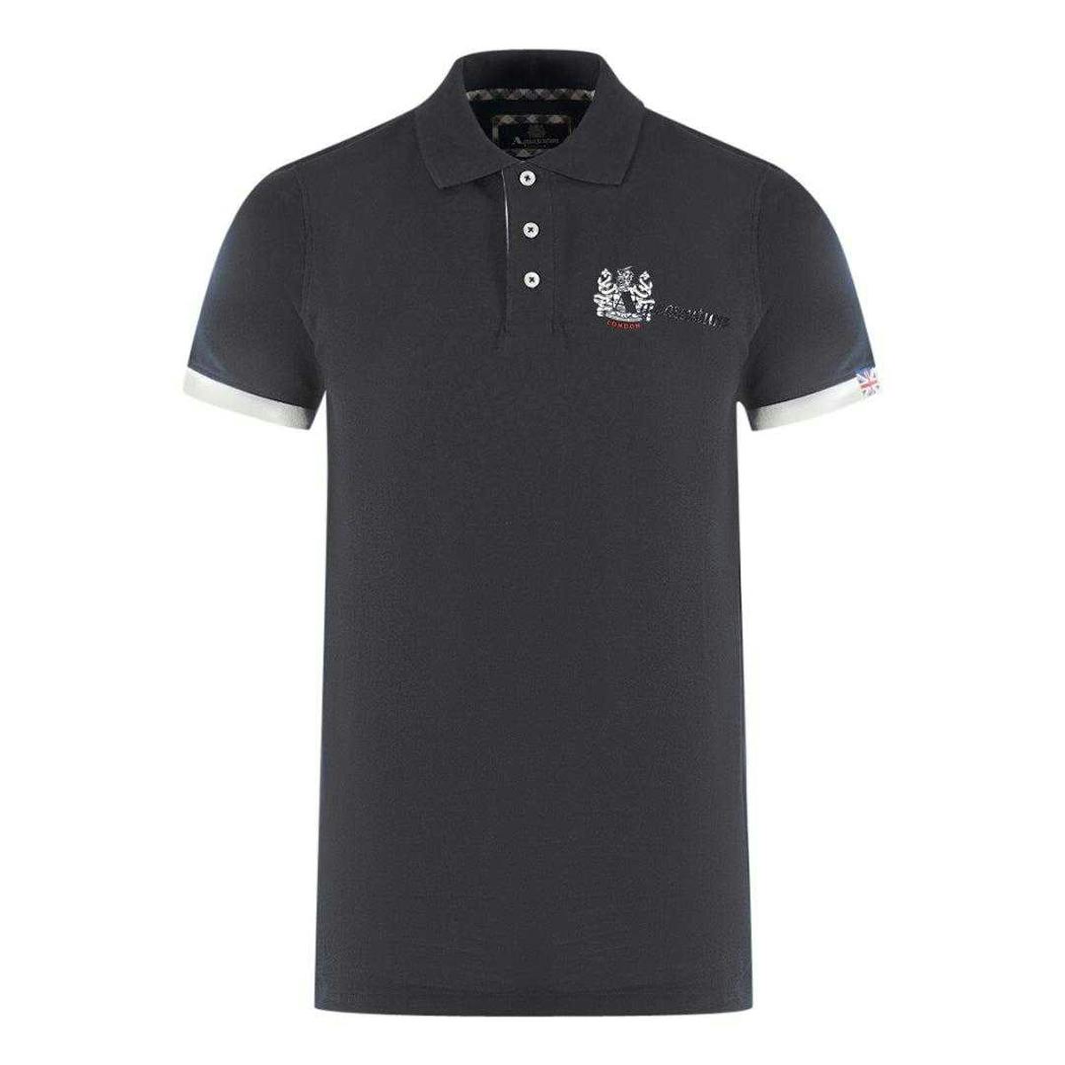 Aquascutum Unisex Black Adult London Aldis Polo Shirt - M