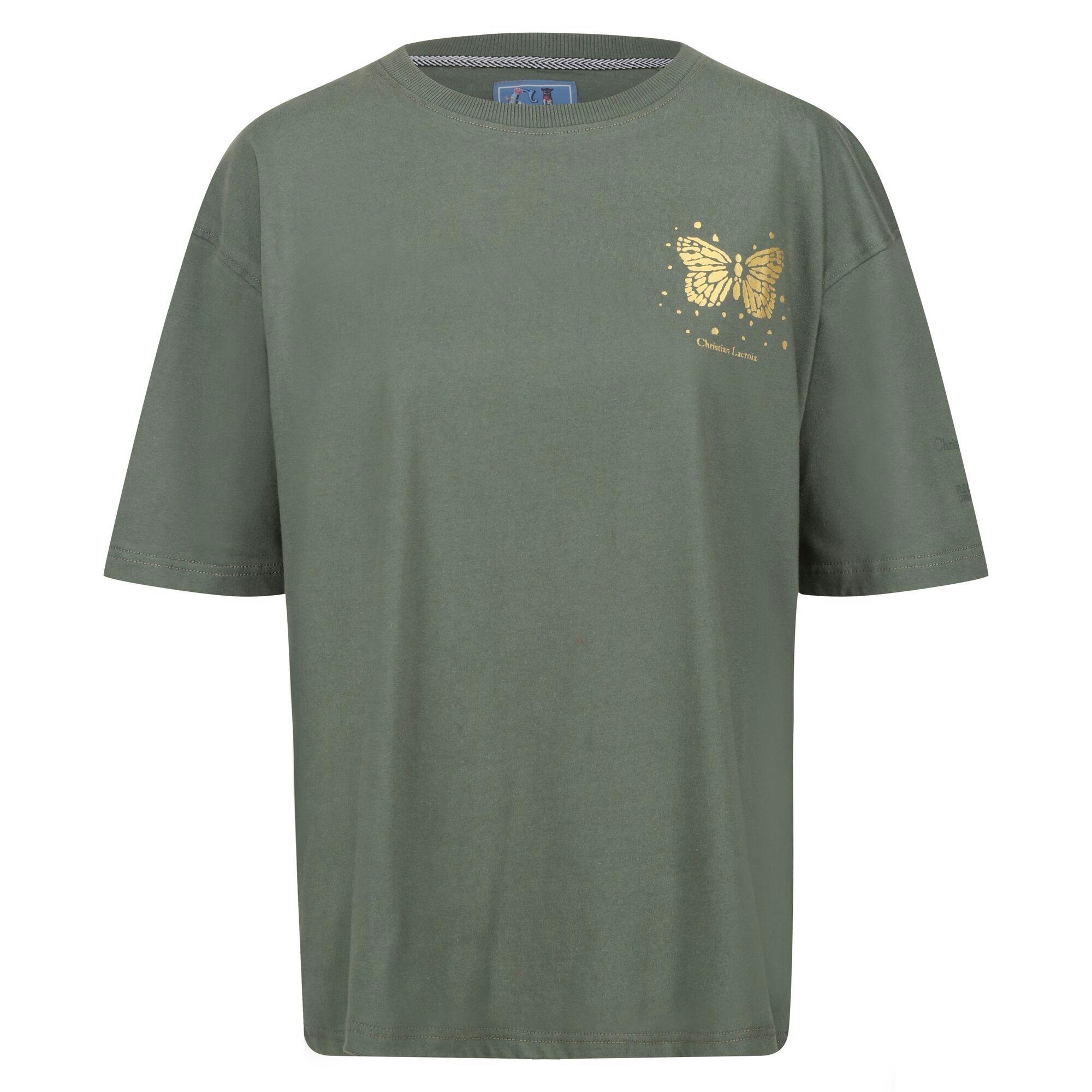 Regatta Women's Dark Christian Lacroix Bellegarde Butterfly Back Print T-Shirt - Khaki - 12 Uk - Khaki - 100% Cotton