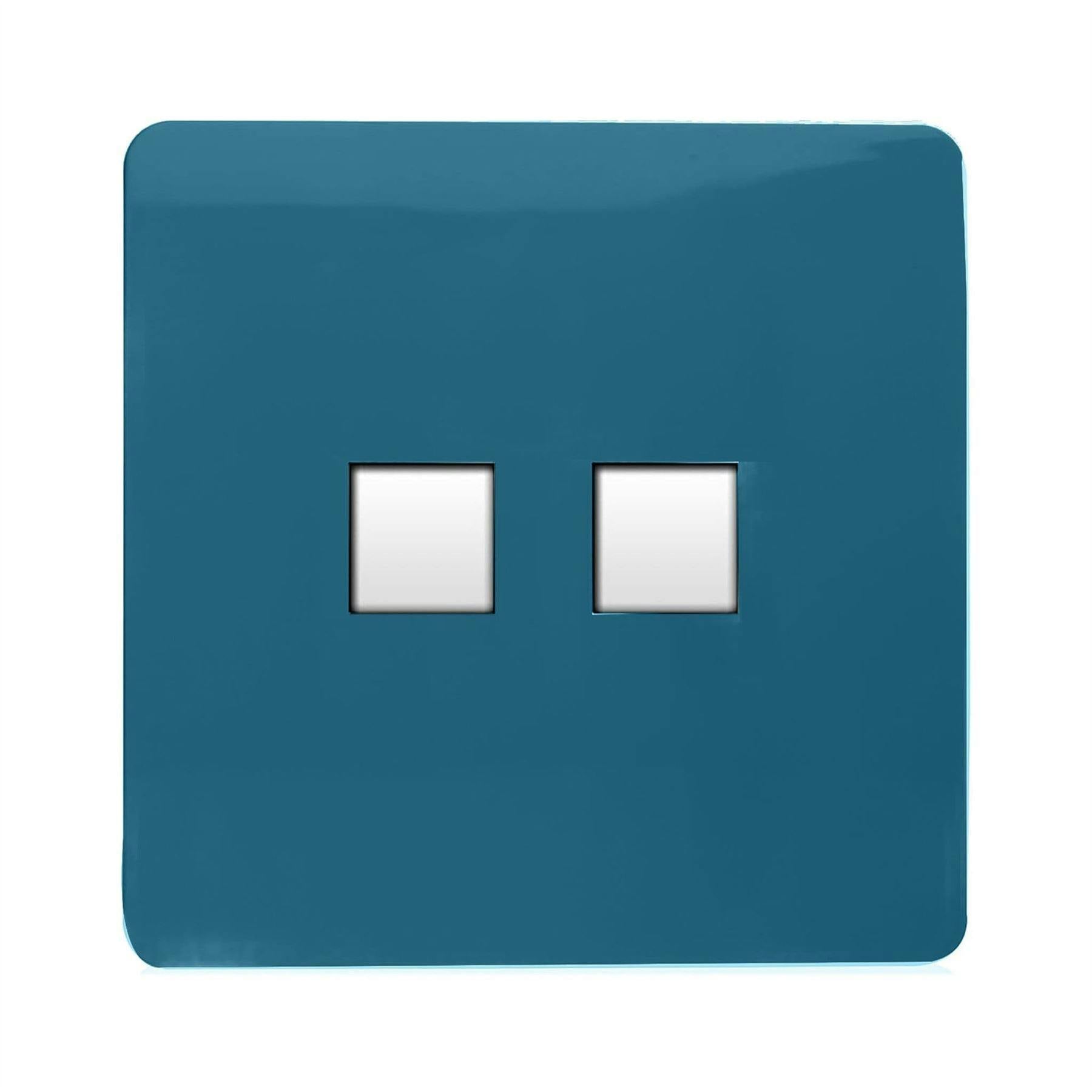 Trendi Switch 2 Gang Rj45 Cat 6 Ethernet & Telephone Secondary Sockets - Ocean Blue - Image 4