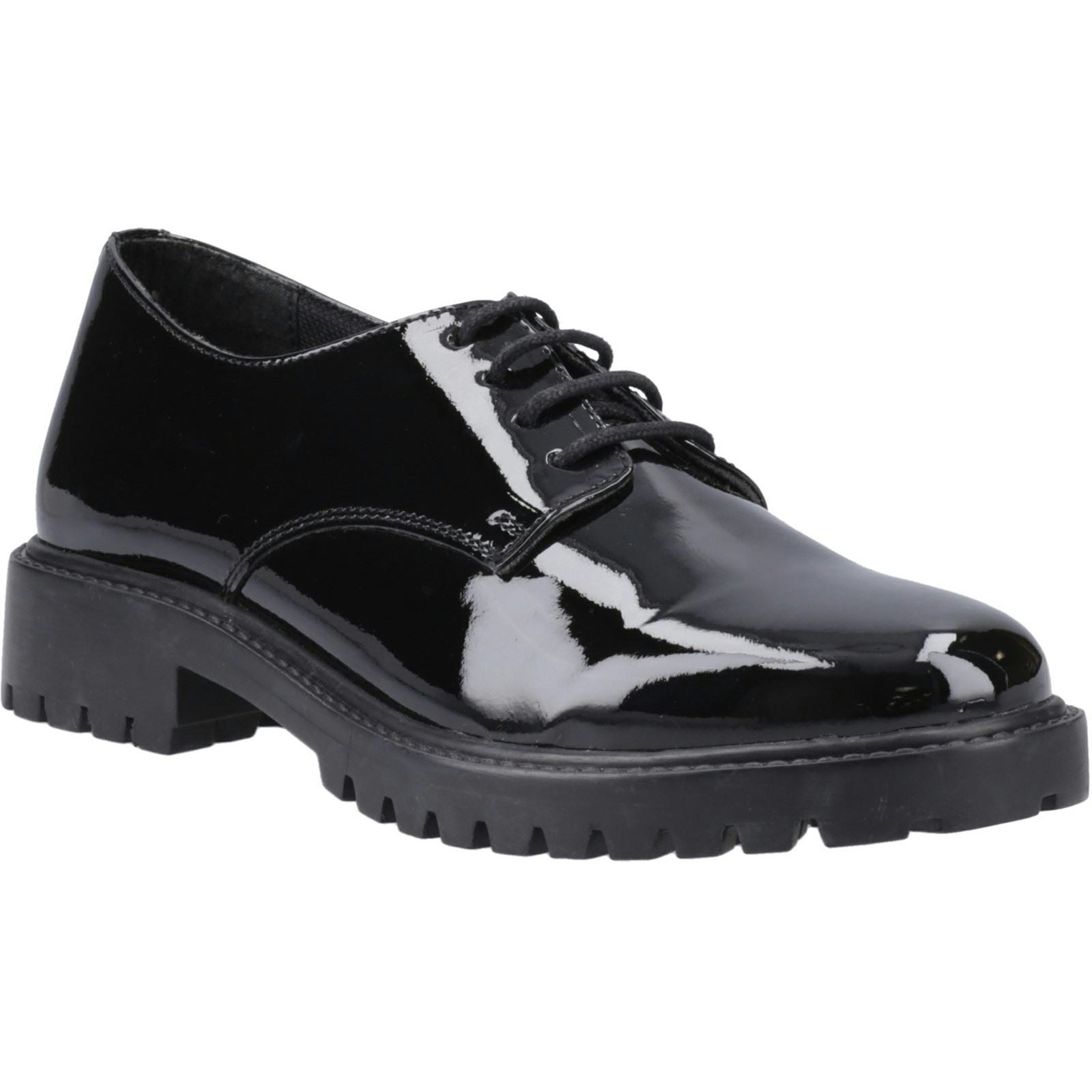 Hush Puppies Girls Black Aubrey Leather 'S Derby Shoes - Size 6