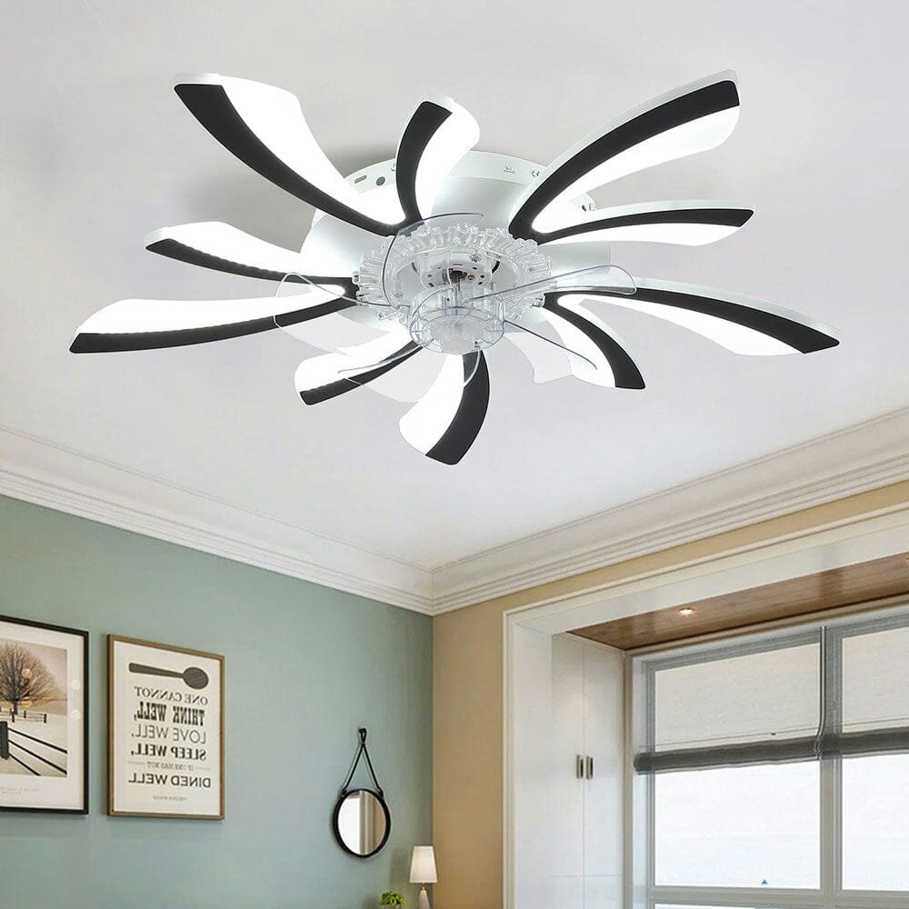 Living And Home Black 78Cm Dia. Acrylic Creative Ceiling Fan With Led Lights