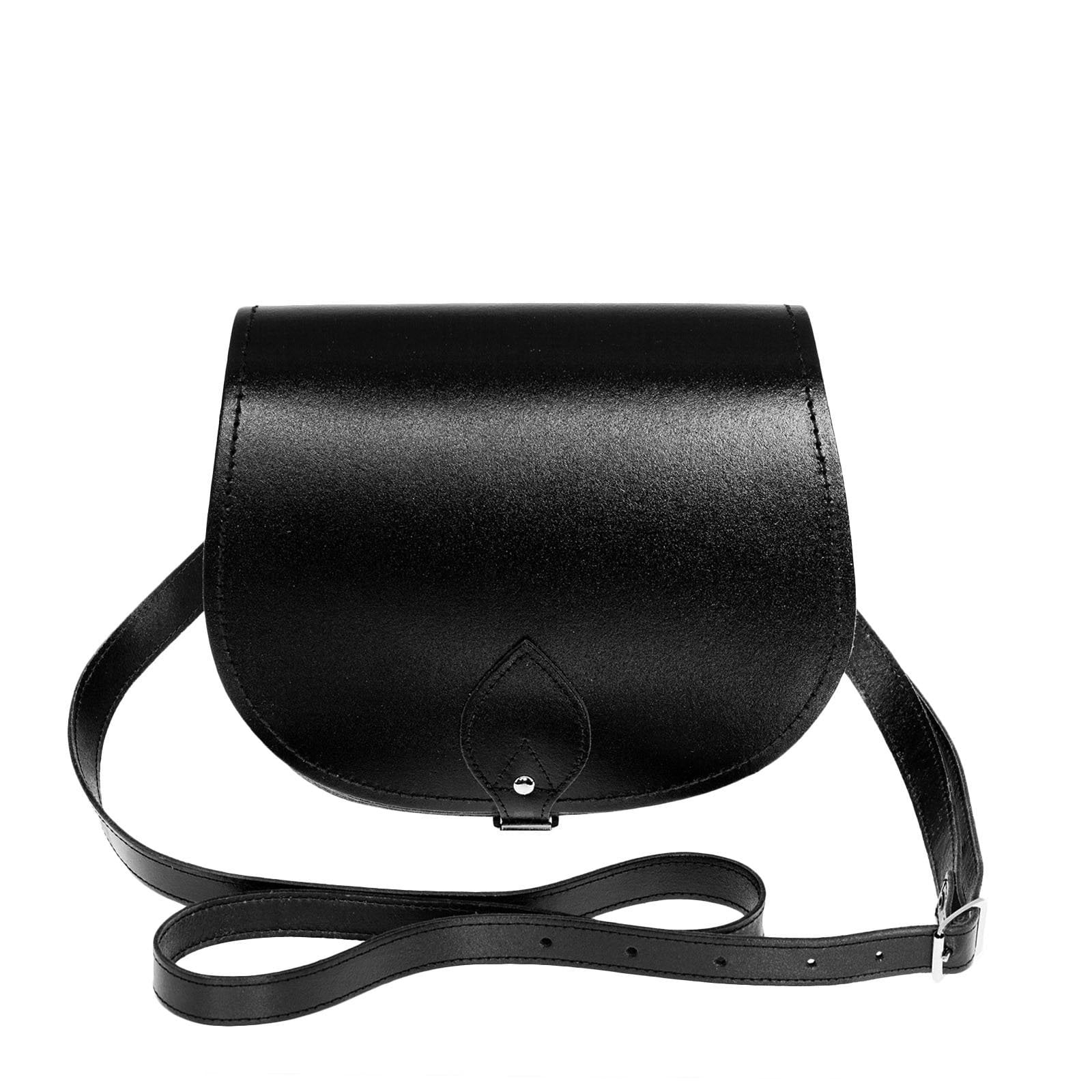 Zatchels Black Handmade Leather Saddle Bag - Large