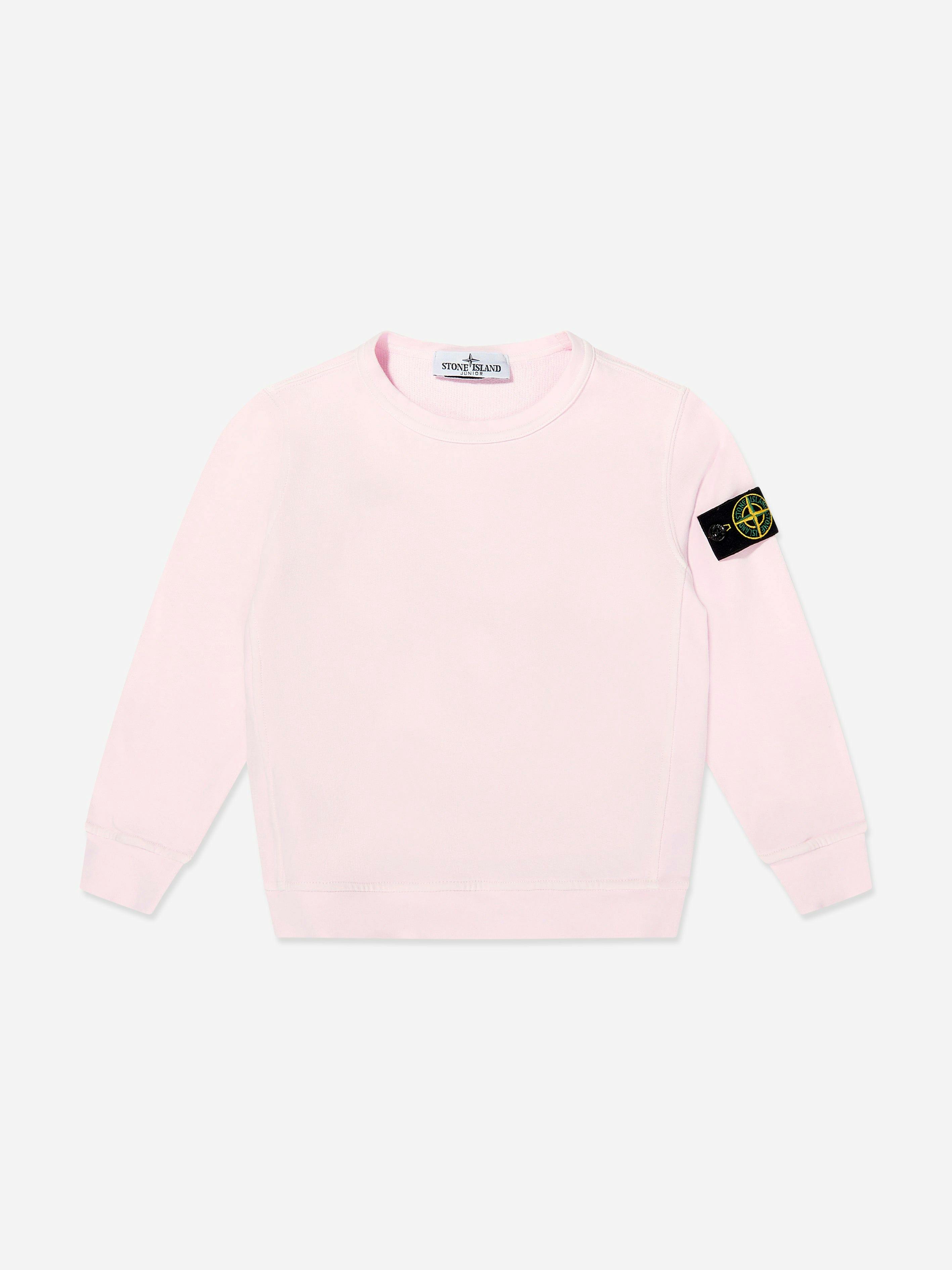 Stone Island Boys Pink Junior Cotton Fleece Sweatshirt In - 8 Yrs