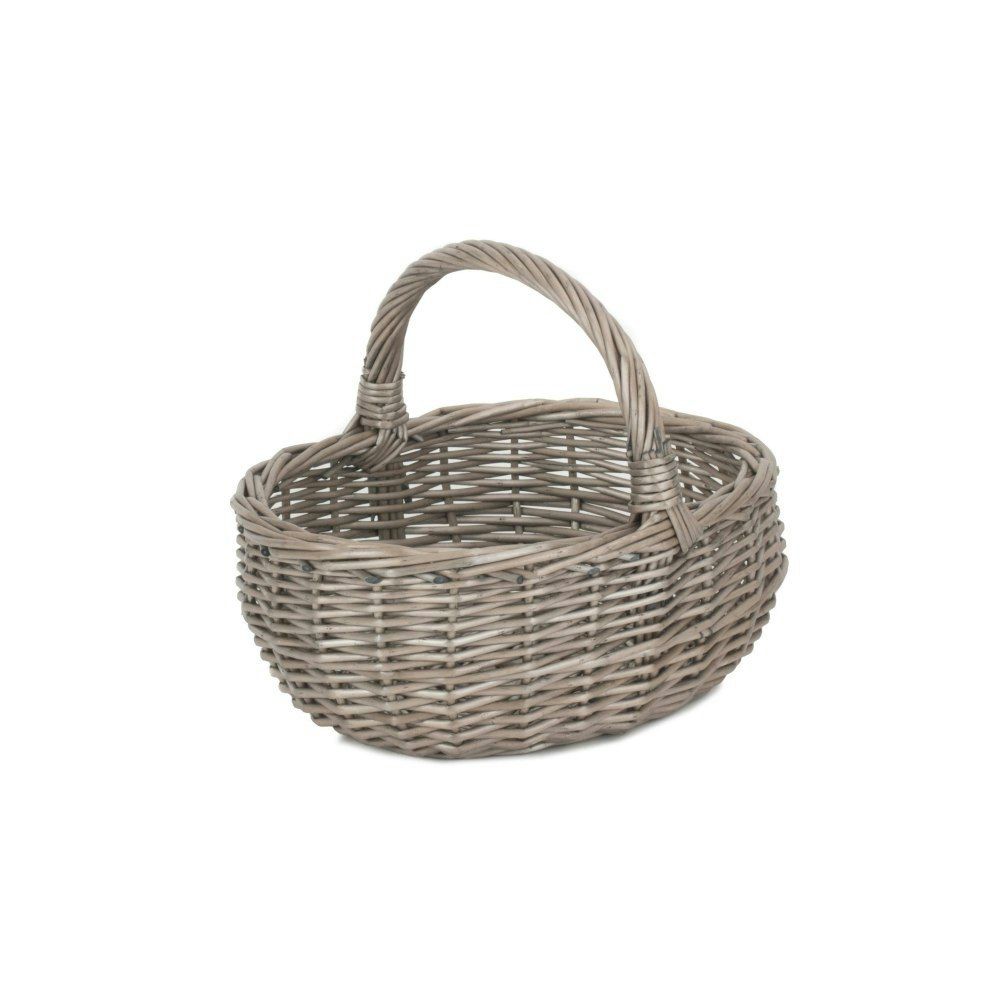 Rackhams Red Unlined Antique Wash Wicker Bathroom Shopping Basket - Small
