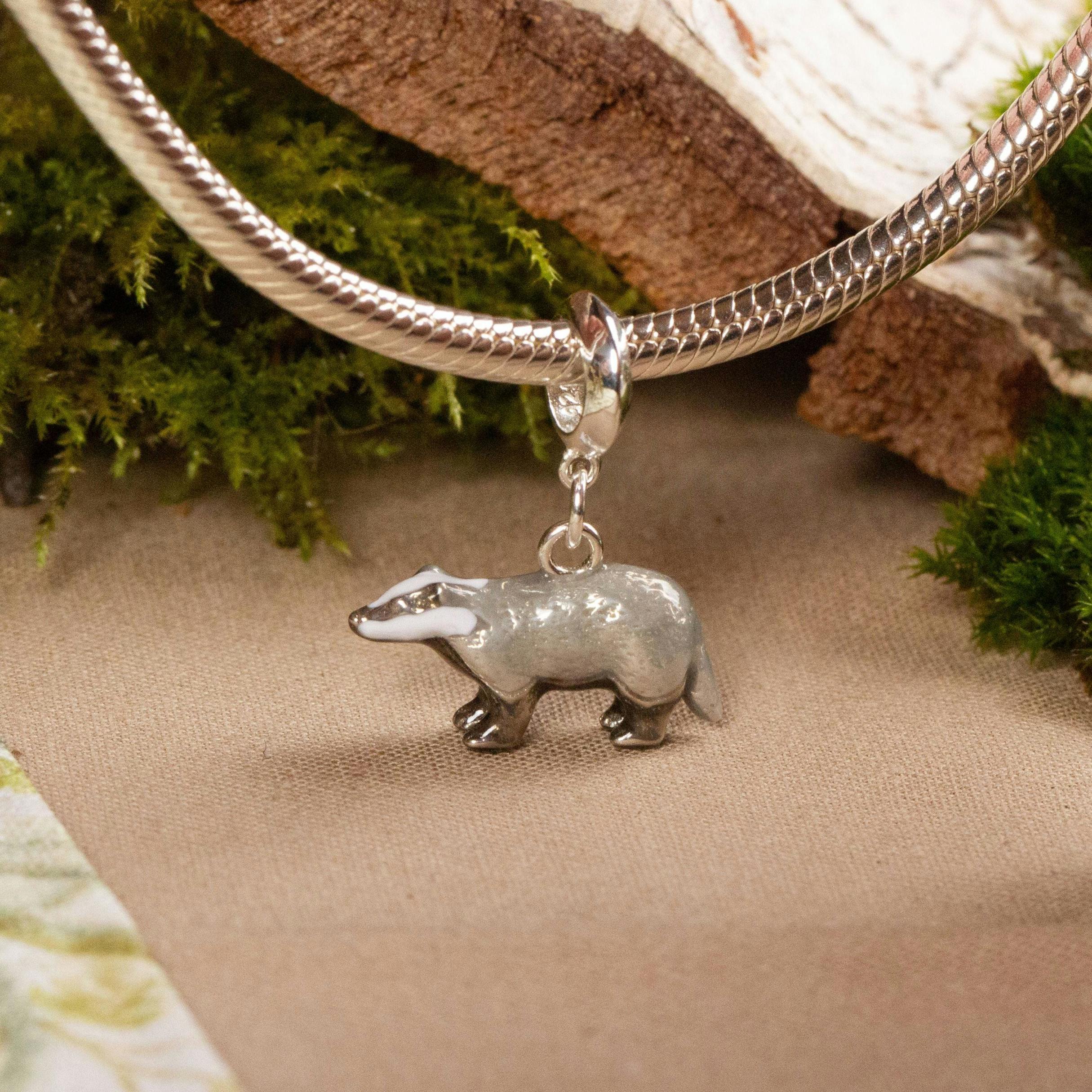 Mylee London Silver Badger Charm - Enamelled Sterling - Slider - No - Slider