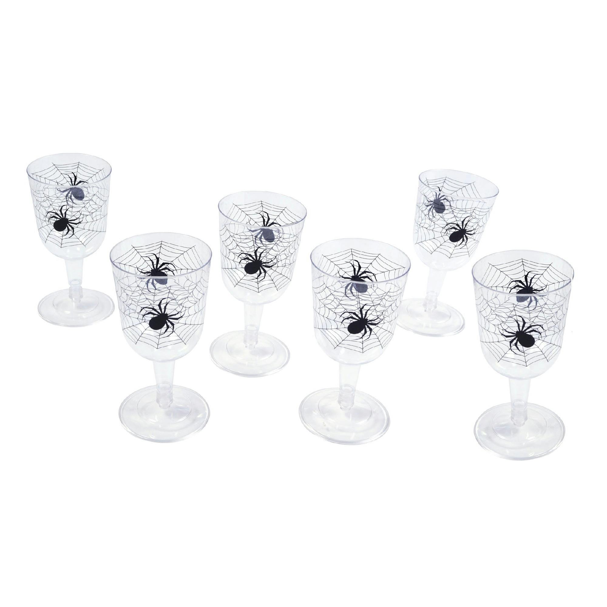 Bristol Novelty Black Spiderweb Goblets (Pack Of 6) - Clear/ - One Size - Clear