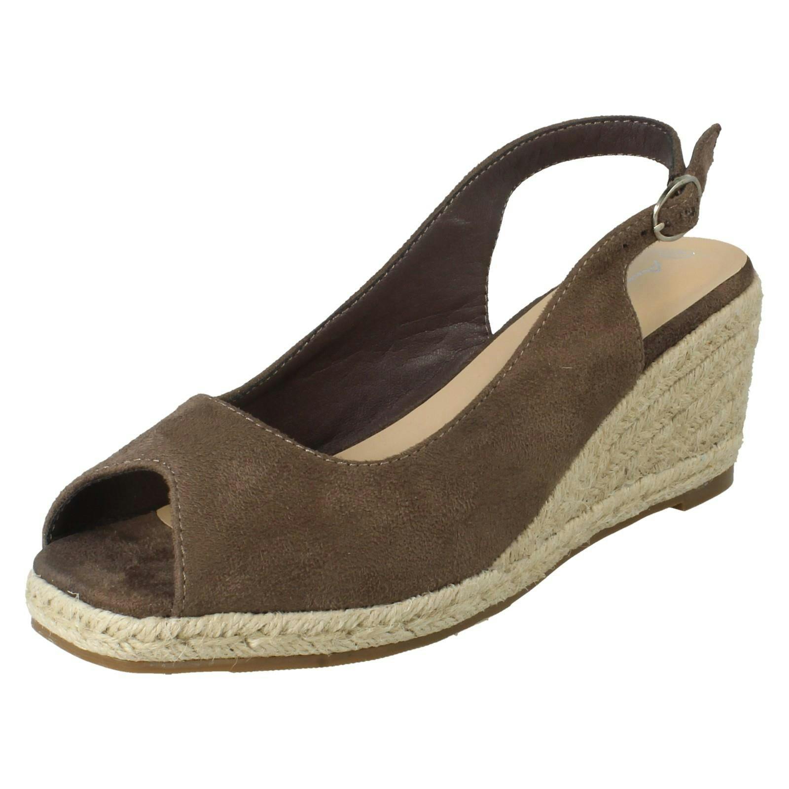 Anne Michelle Women's Microfibre Wedge Heel Squared Toe Sandals F2306 - Taupe - Uk 6