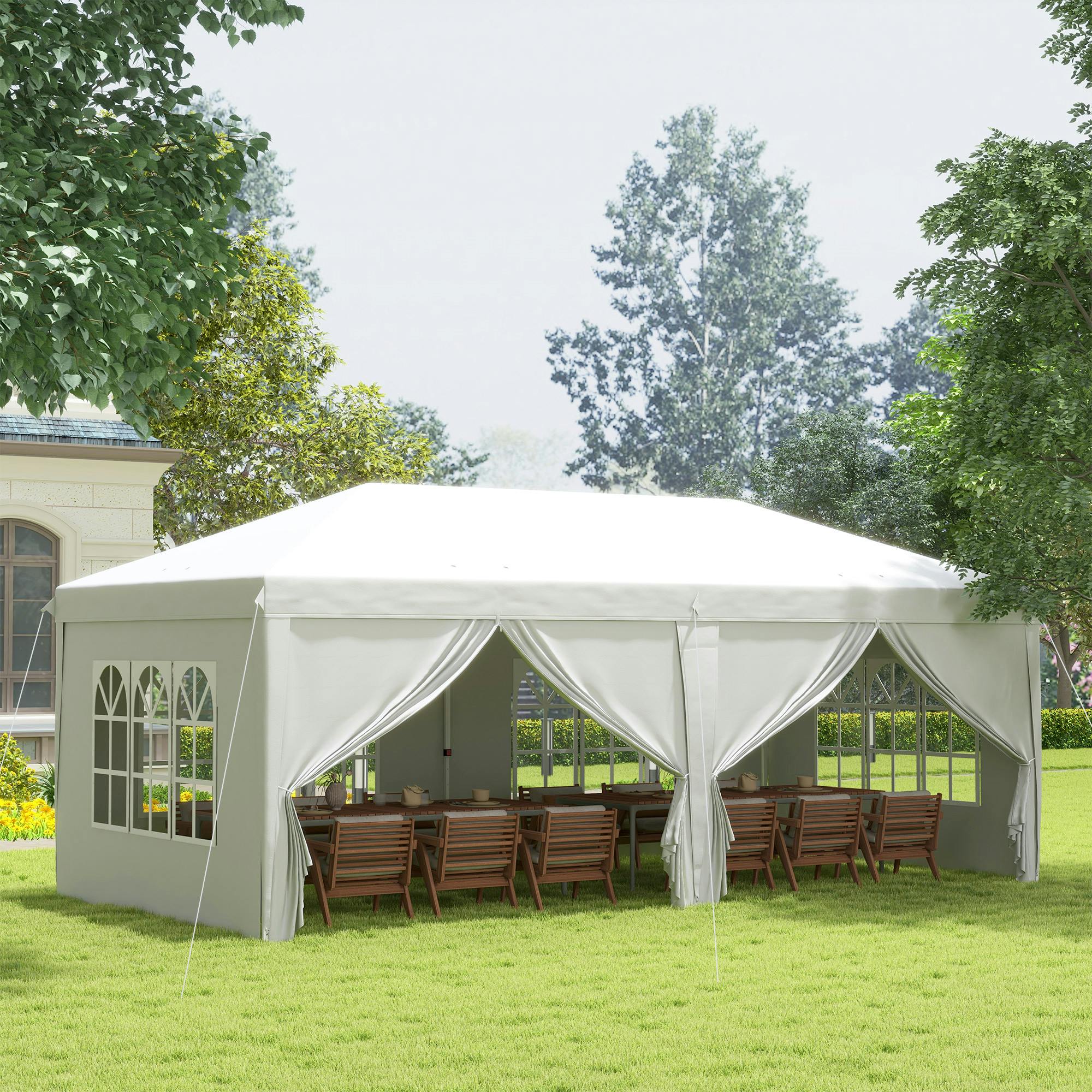 Outsunny 6x3m Pop Up Gazebo - Silver Marquee Party Tent with Sides and Windows - Image 4