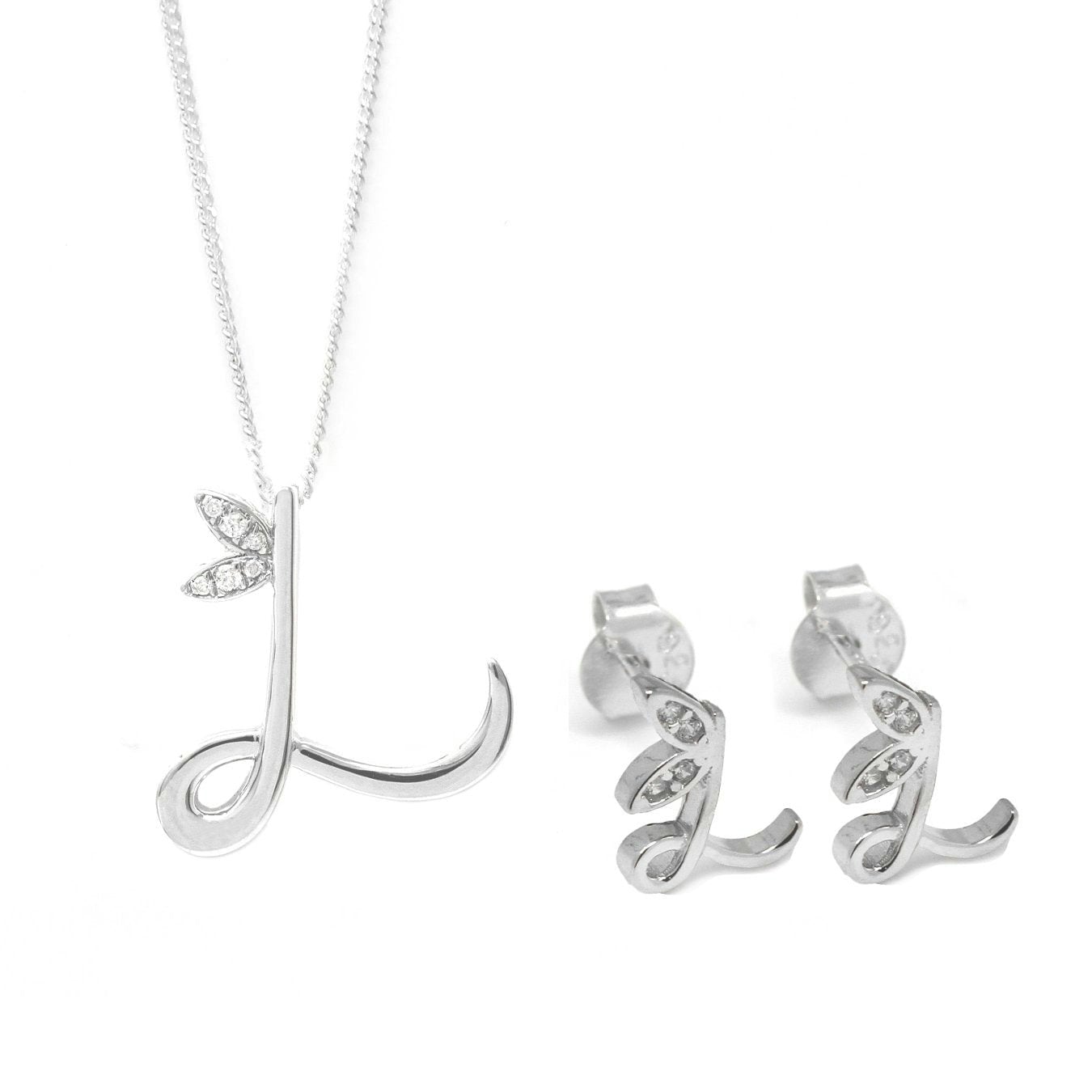 Say It With Silver Winged Initial Earring Gift Set - L