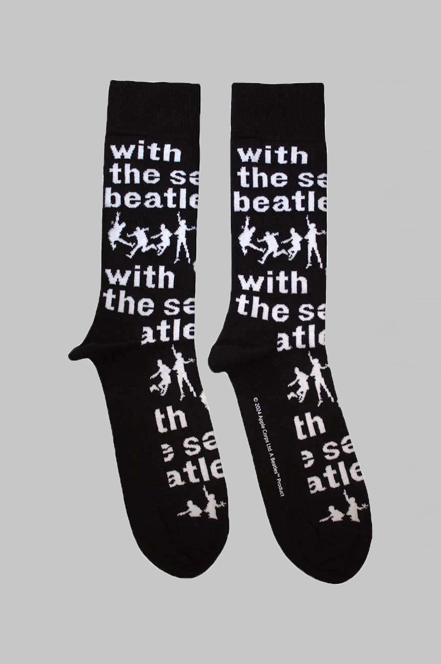 Paradiso Clothing Unisex Black The Beatles With The Beatles Silhouettes Repeat Ankle Socks