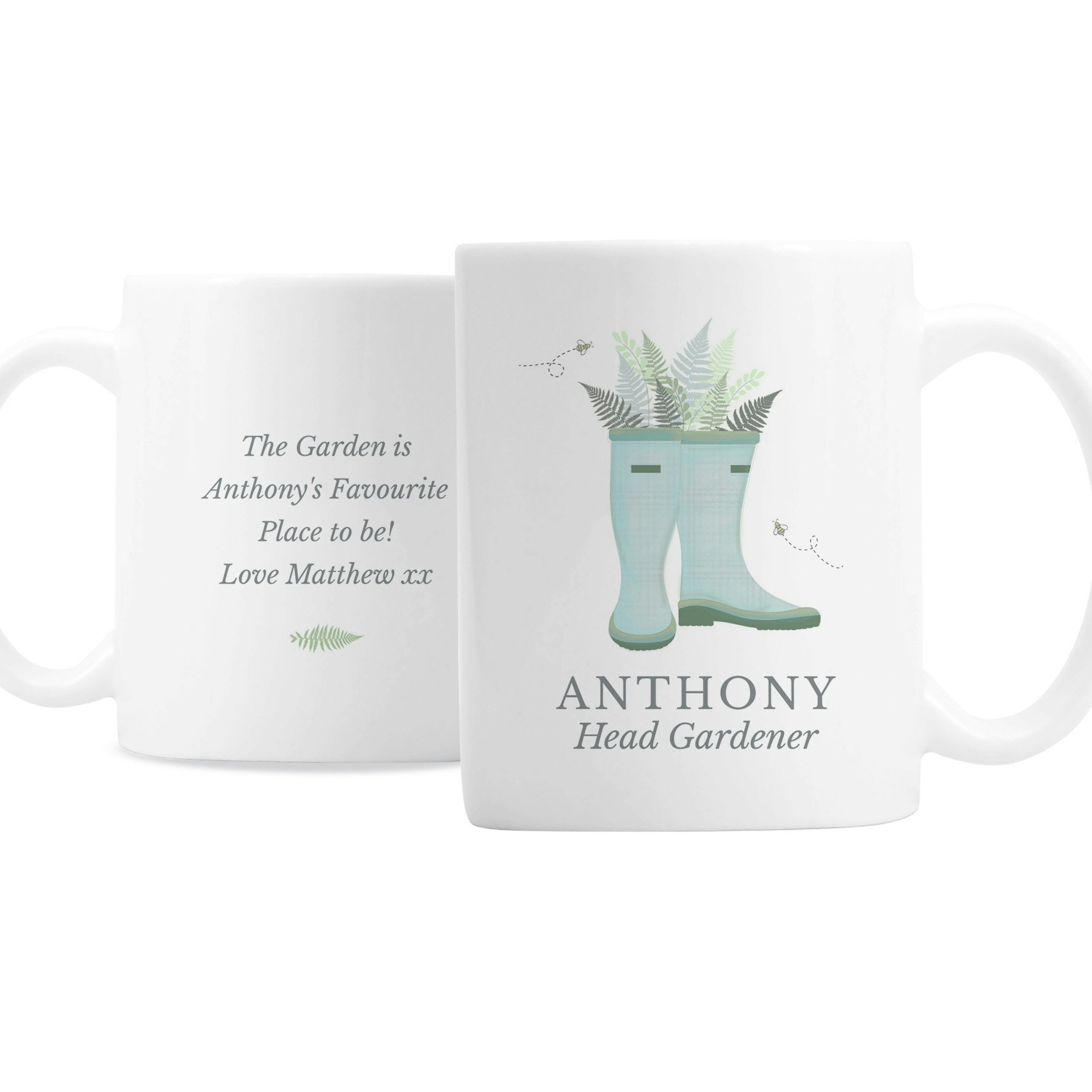 Personalised Memento Company Blue Personalised Wellies Mug