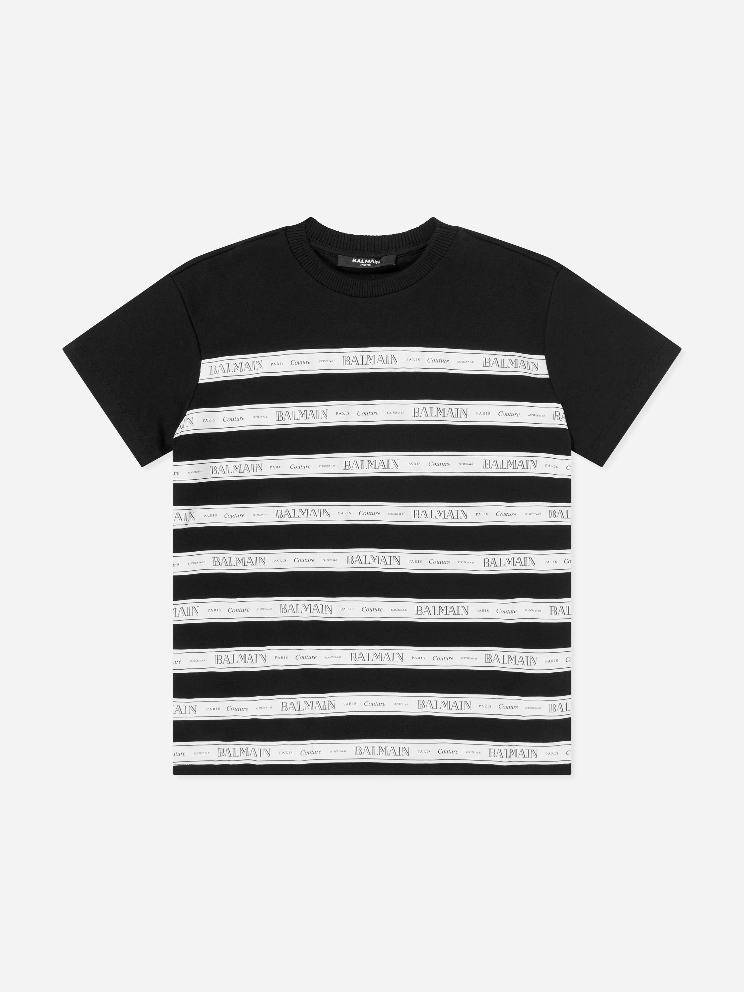 Balmain Girls Black Striped Logo Jersey Dress In - 8 Yrs
