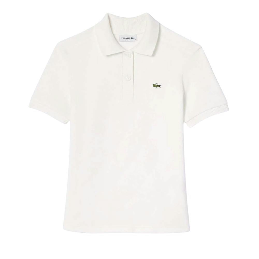 Lacoste Women's Cream / Terrycloth Slim Polo Shirt - 10 Uk - 83% Organic Cotton/17% Polyester