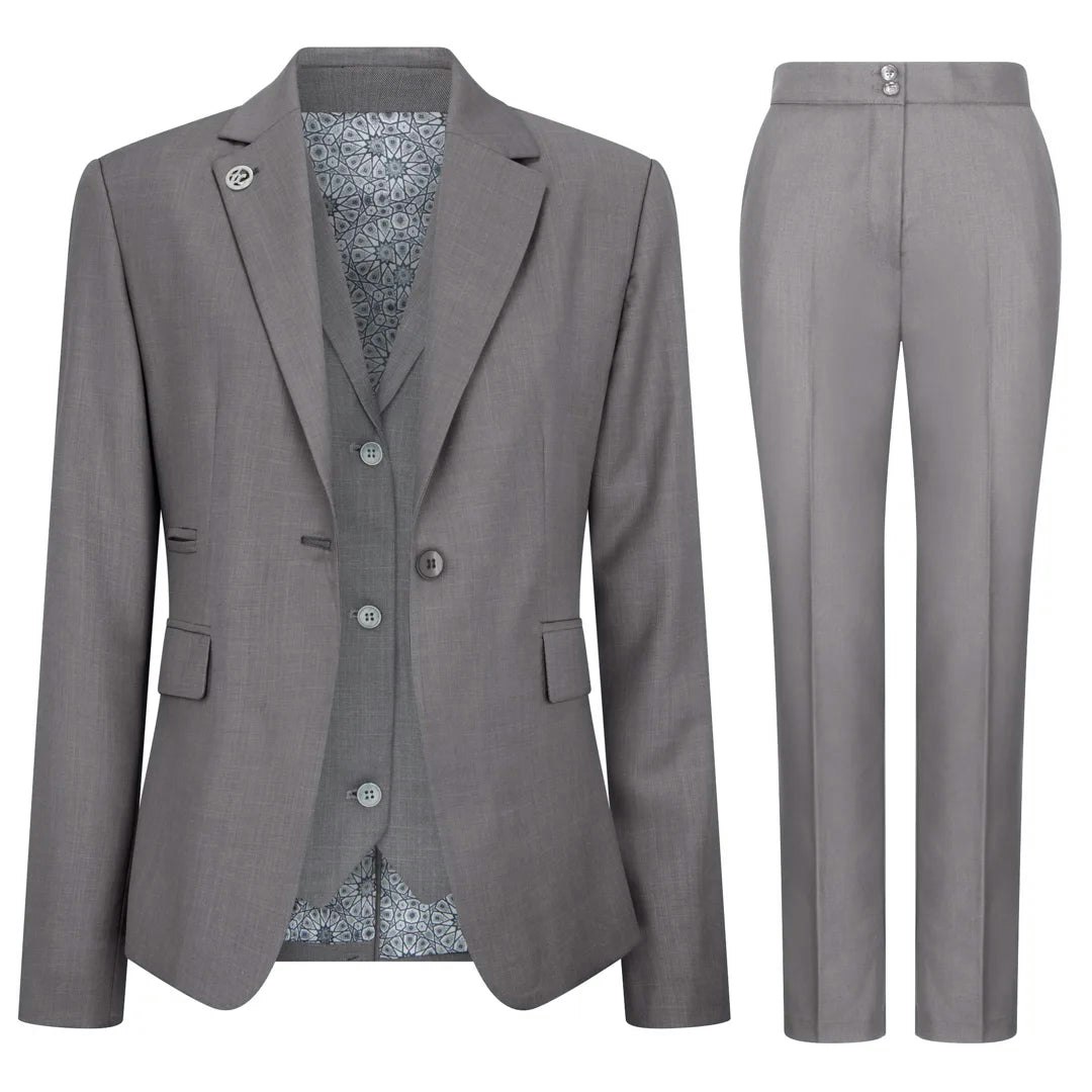 Truclothing Women's Grey Tpw-15 - 3 Piece Plain Suit - Uk 18