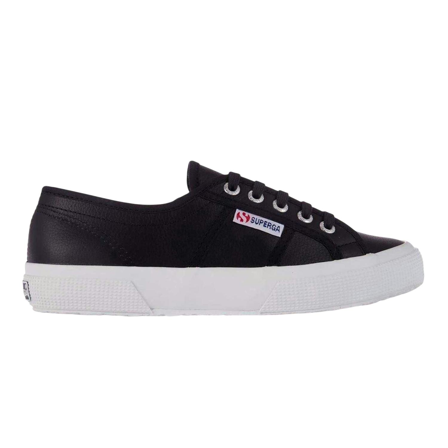 Superga Women's Black/White 2750 Nappa Leather Trainers - 3.5 Uk - 100% Mixed