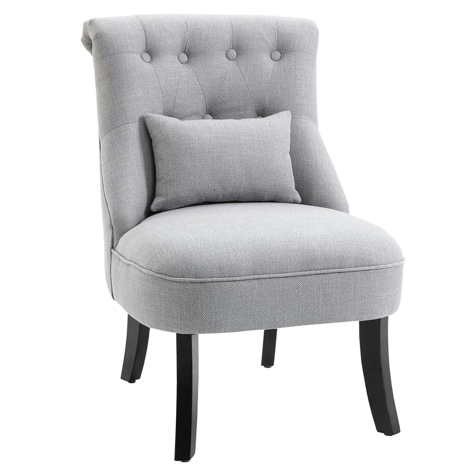 Homcom Grey Fabric Single Sofa Armchair Upholstered With Pillow - Image 7