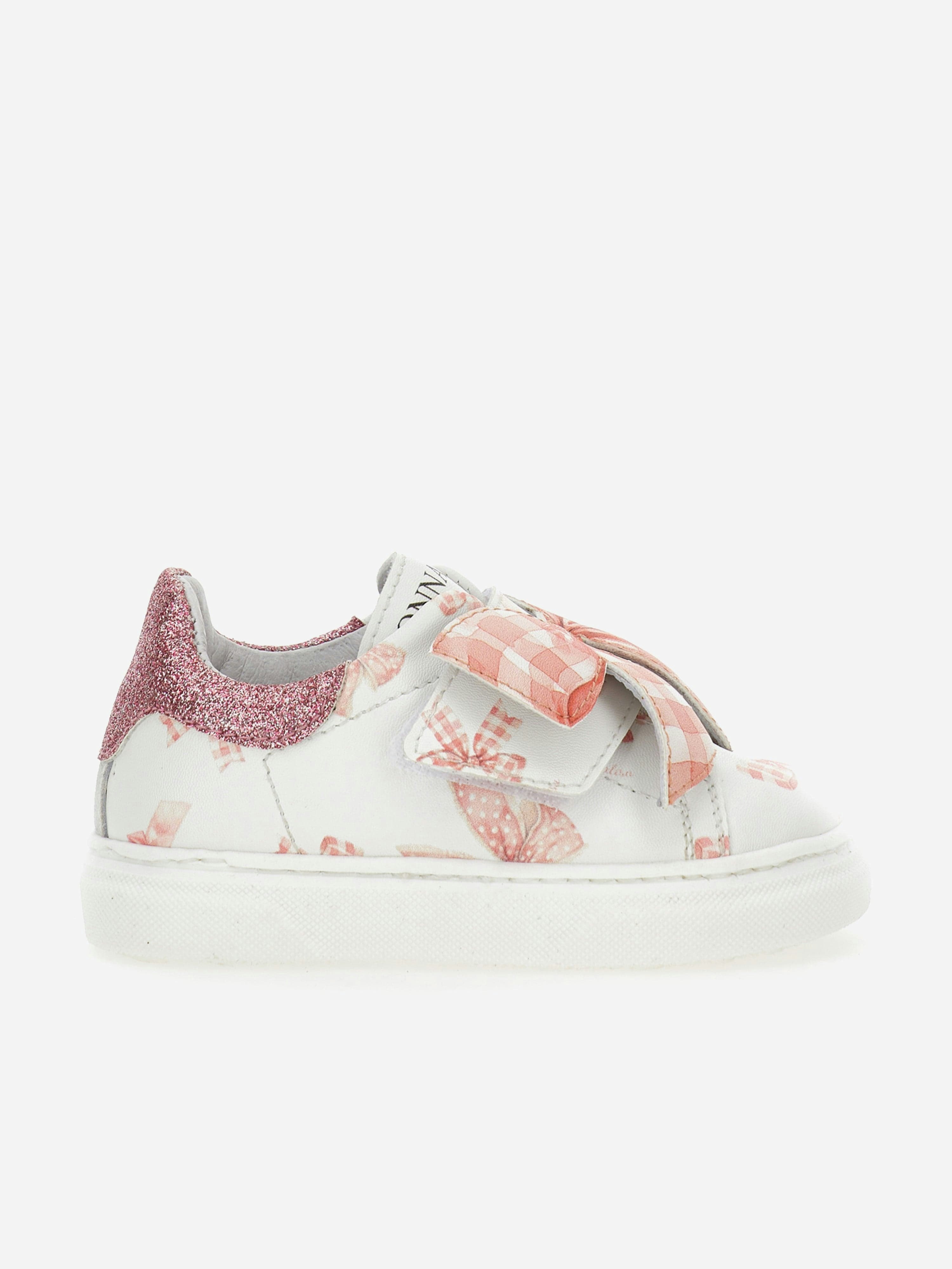 Monnalisa Girls White Bow Trainers In - Eu 25 Uk 8