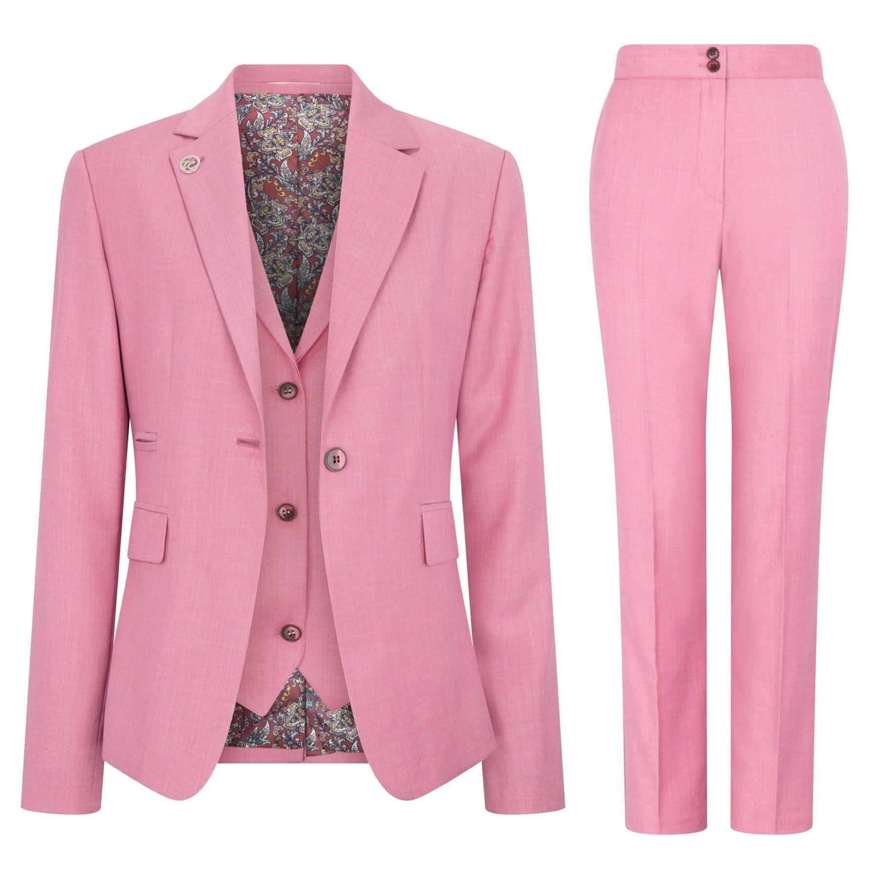 Truclothing Women's Pink 3 Piece Tailored Fit Plain Formal Office Suit - Uk M/12 | Eu 38 | Us 8