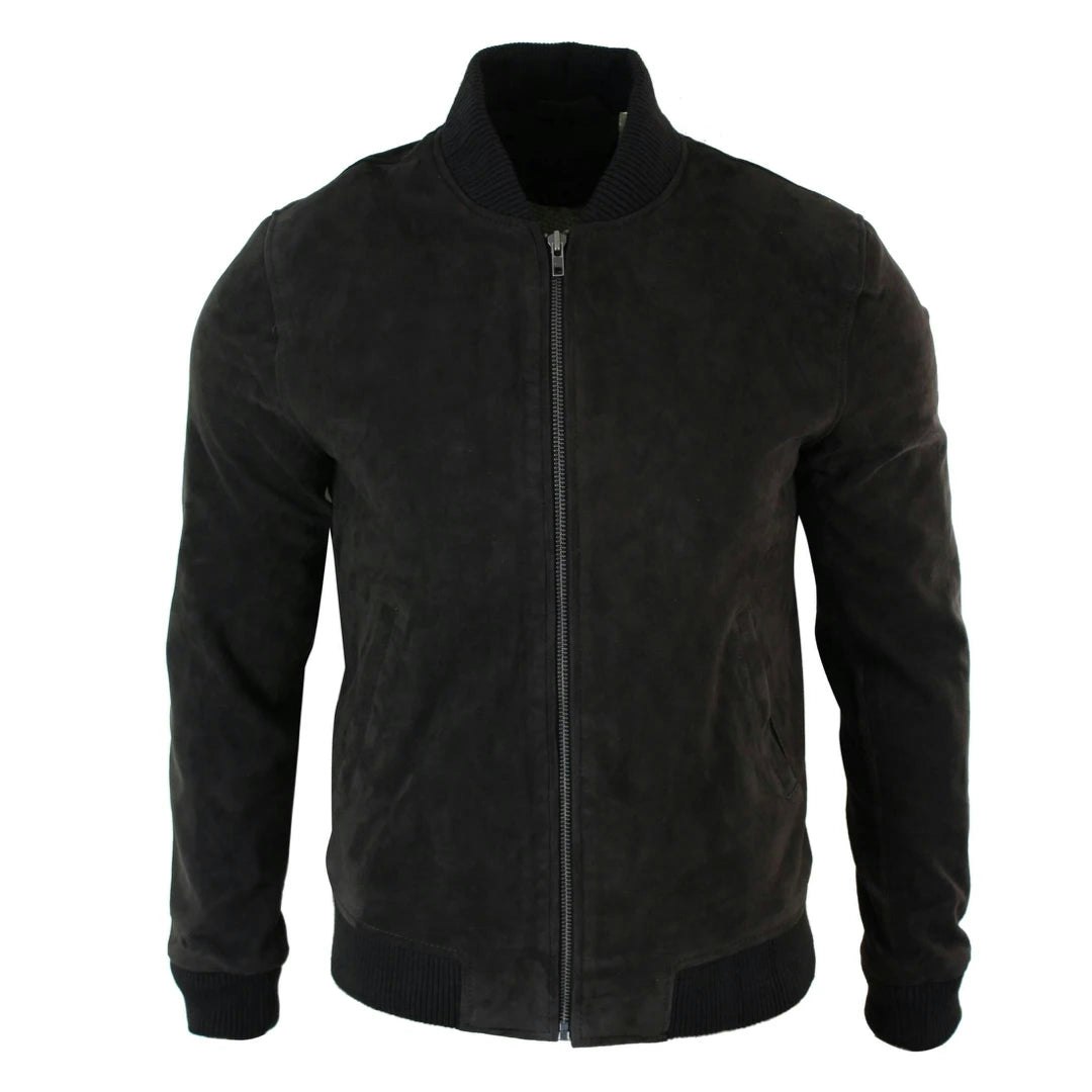 Infinity Leather Men's Black/Brown Leather Company Suede Leather Varsity Bomber College Jacket Classic Camel - 5XL