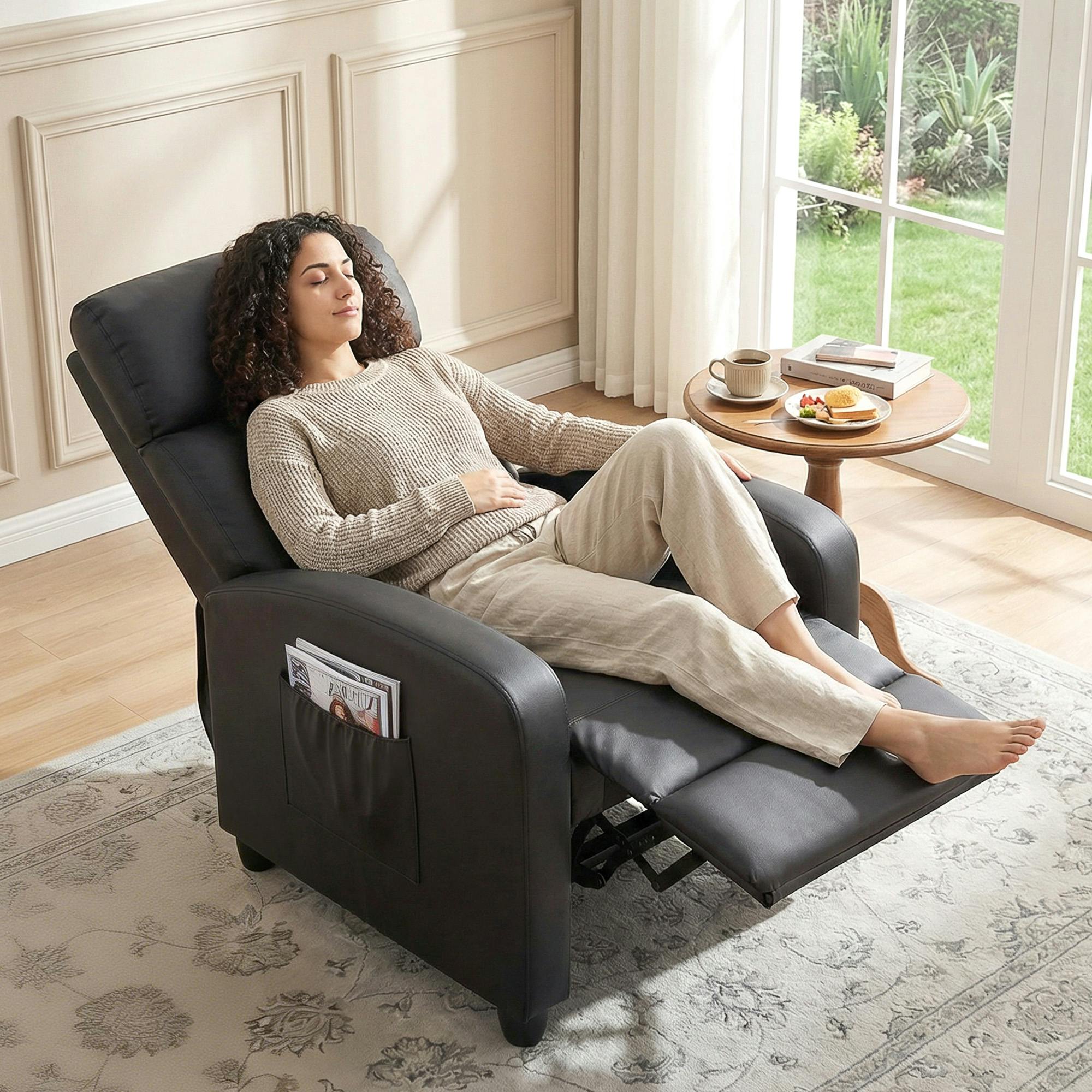 Homcom Black Recliner Sofa Chair Pu Leather Massage Armcair W/ Remote
