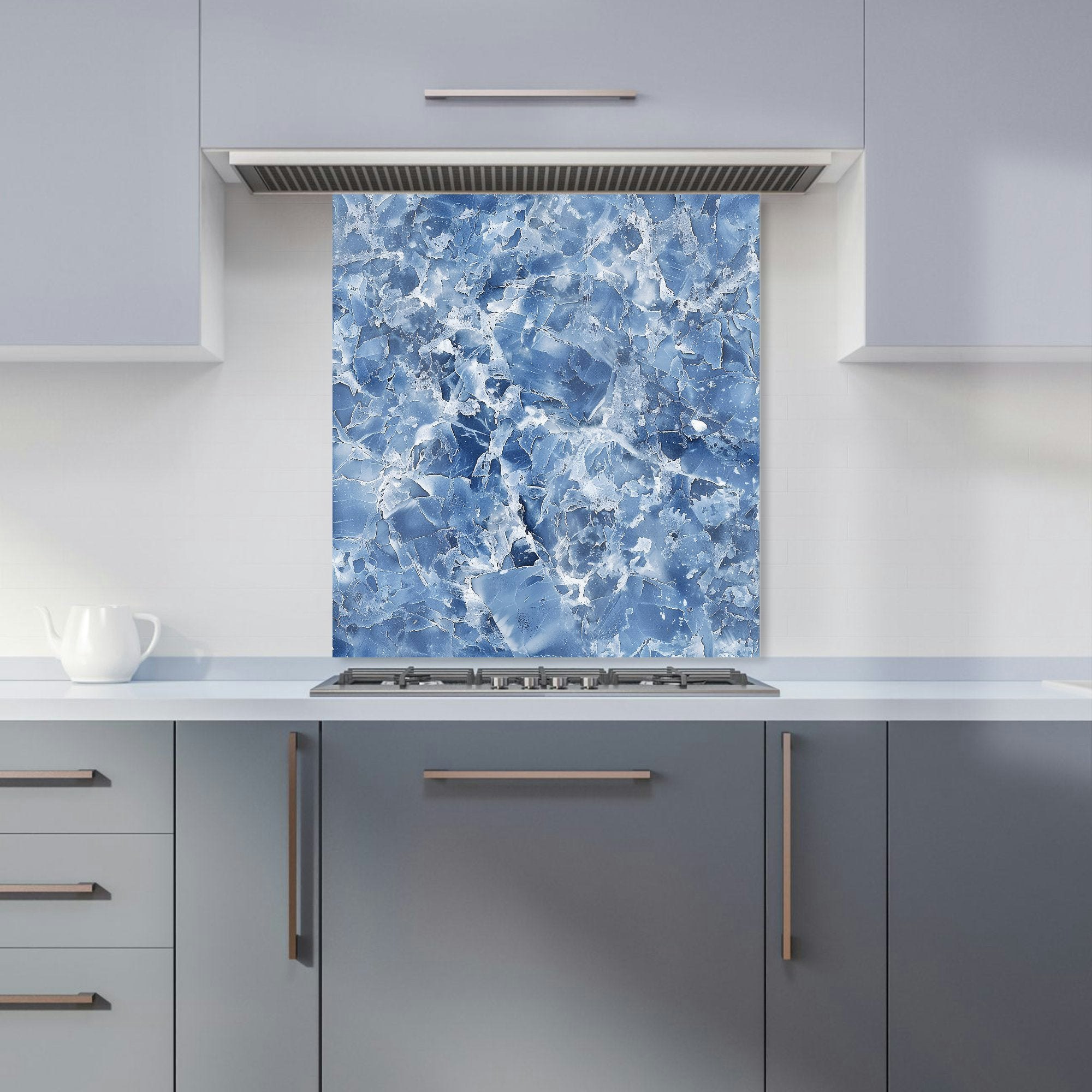 Warren Reed Blue - Designer Coastal Quartz Effect Kitchen Splashback - W600mm X H650mm