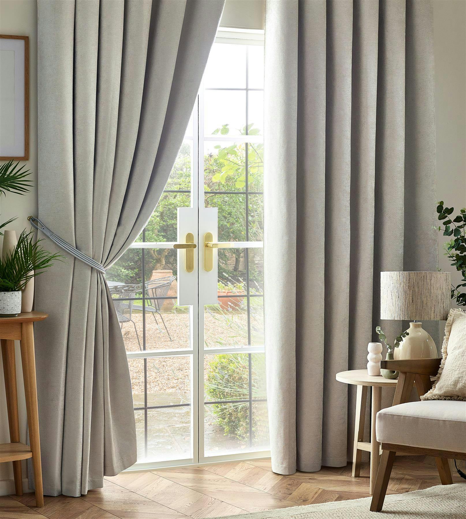 Rackhams Silver Chenille Blackout Pencil Pleat Top Curtains - 117Cm Width X 137Cm Drop
