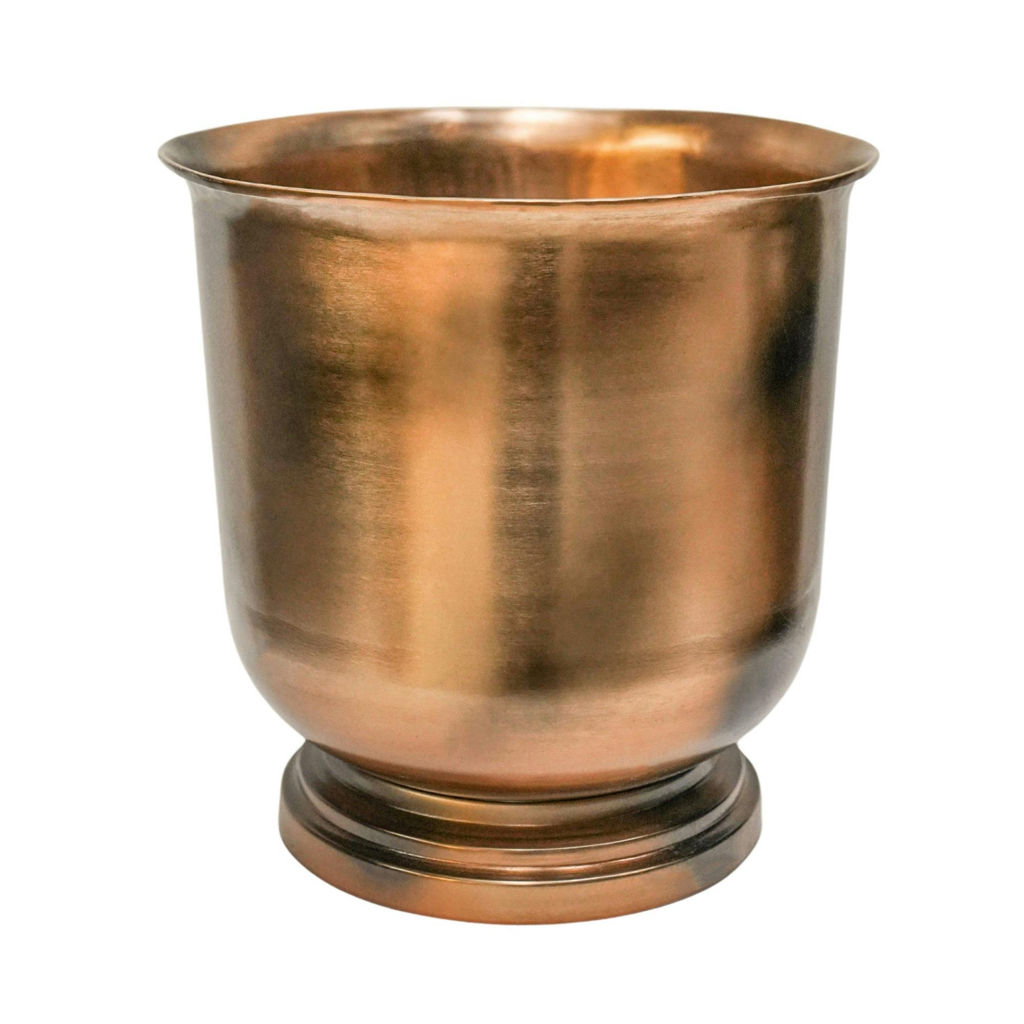 Rackhams Outdoor Hampton Copper Metal Urn - Wide