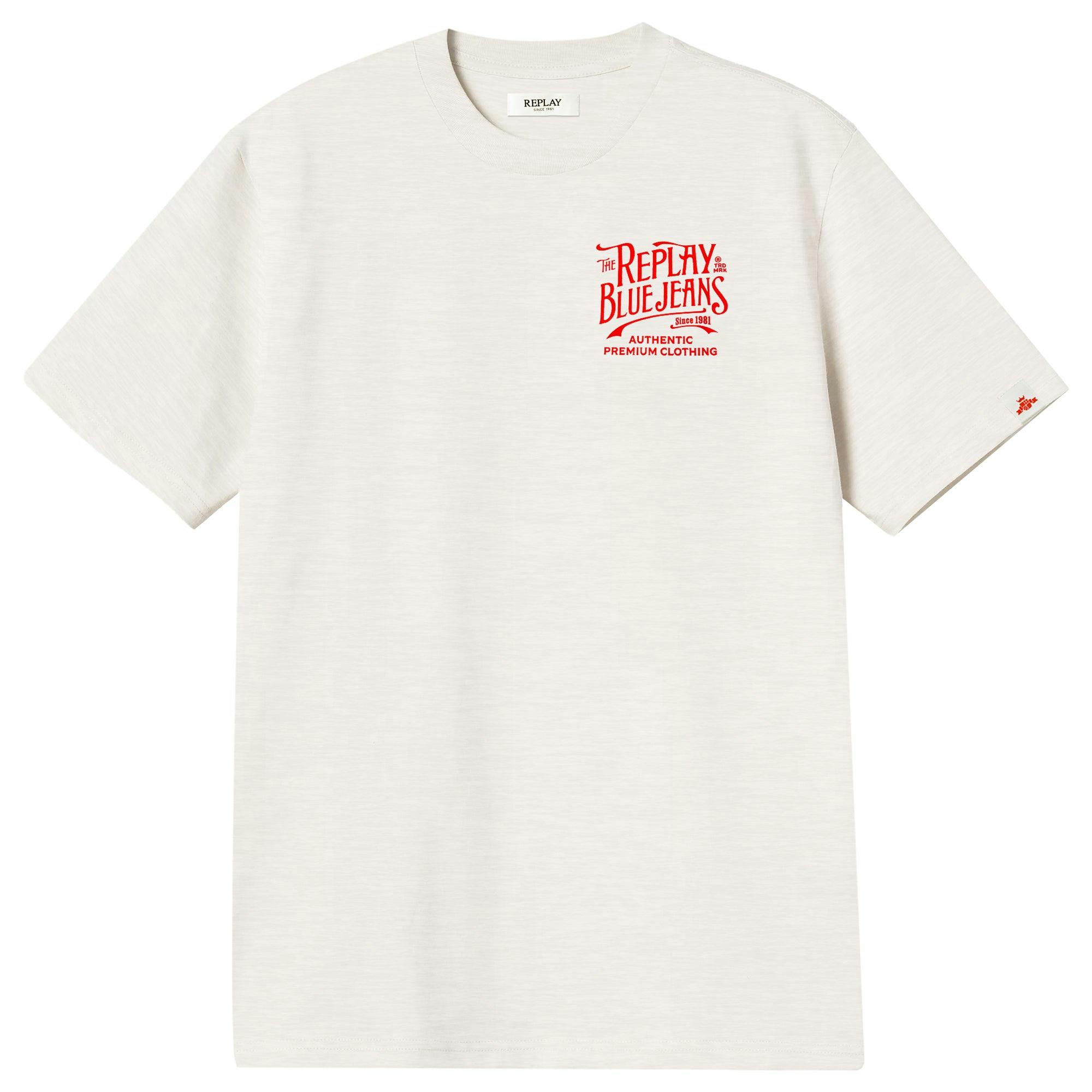 Replay Men's White Royal Eagle Back Print T-Shirt - Butter - Medium