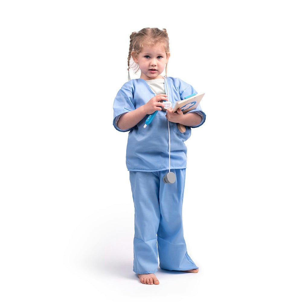 Bigjigs Toys Blue Kids Doctor Costume - Kids Doctor Outfit For 3-5 Year Olds