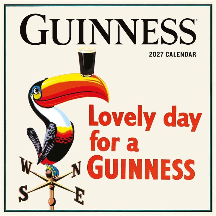 Guinness Poster Art Calendar 2027, Wall Calendars, Month To View, Lifestyle, Gift