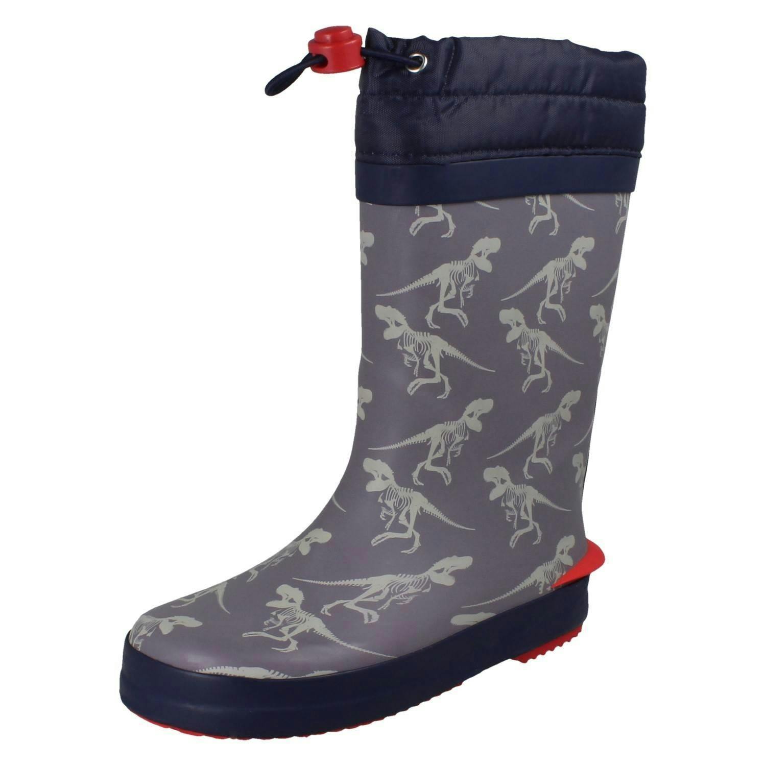 Clarks Grey Childrens Creature Detailed Toggle Top Wellington Boots Tarri Race - Combination - Uk 11 Child