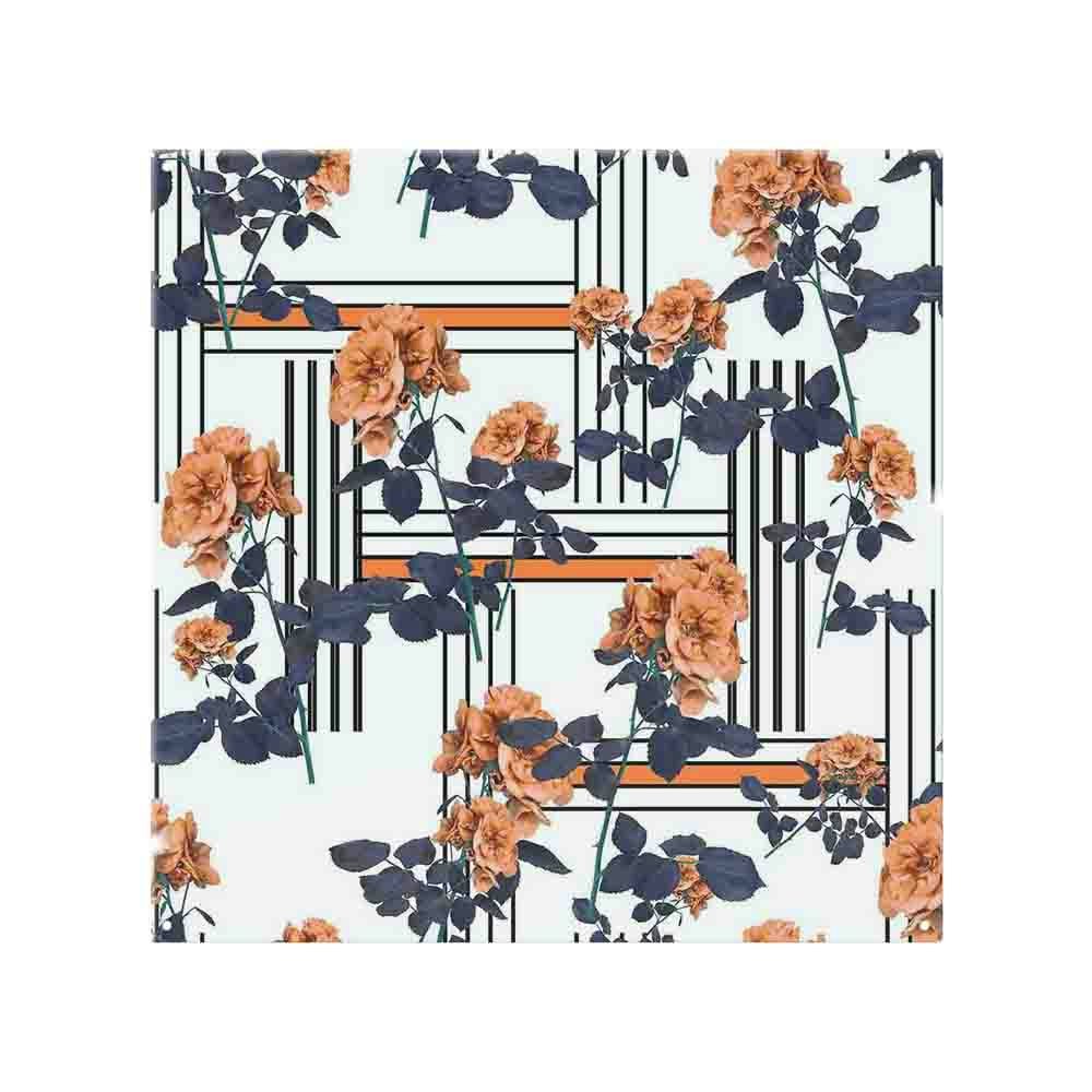 Rackhams Light Geometric Lines & Flowers Splash Back - 70 X 90Cm