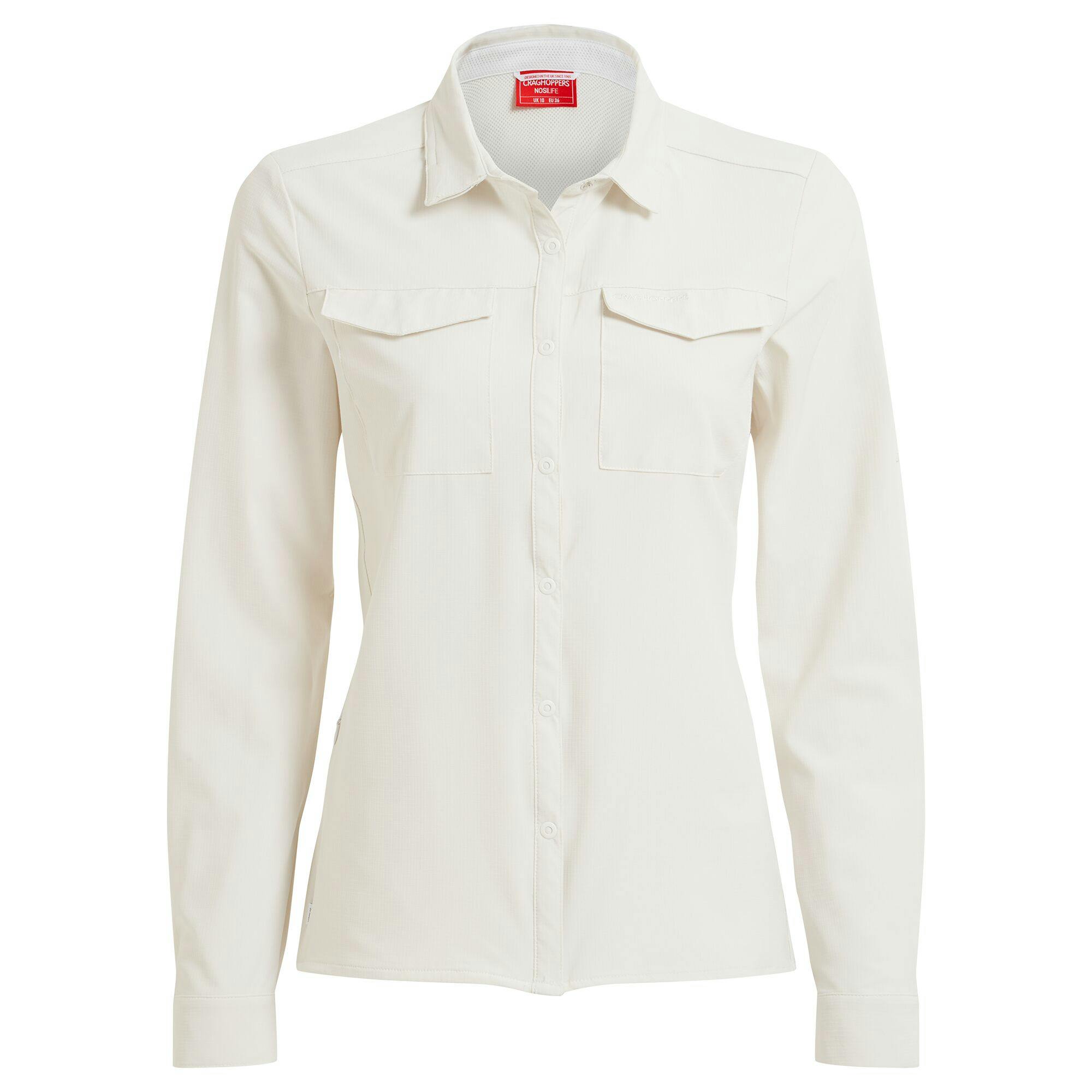 Craghoppers Women's / Nosilife Pro Iii Nosilife Long-Sleeved Shirt - Sea Salt - 12 Uk - Sea Salt - 100% Mixed