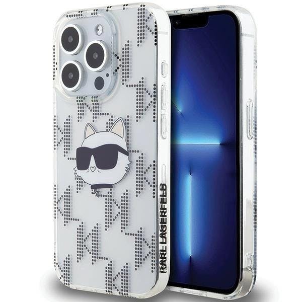 Karl Lagerfeld Grey Iml Choupette Head & Monogram Case For Iphone 15 Pro 6.1" Clear - Klhcp15lhklpcht